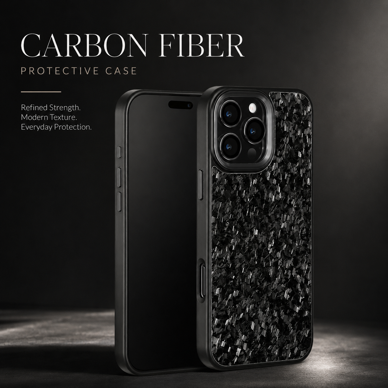 Premium iPhone Case MagSafe Compatible Forged Carbon Fiber Cover with Metal Lens Protection, Shockproof Design and Lightweight Full Coverage