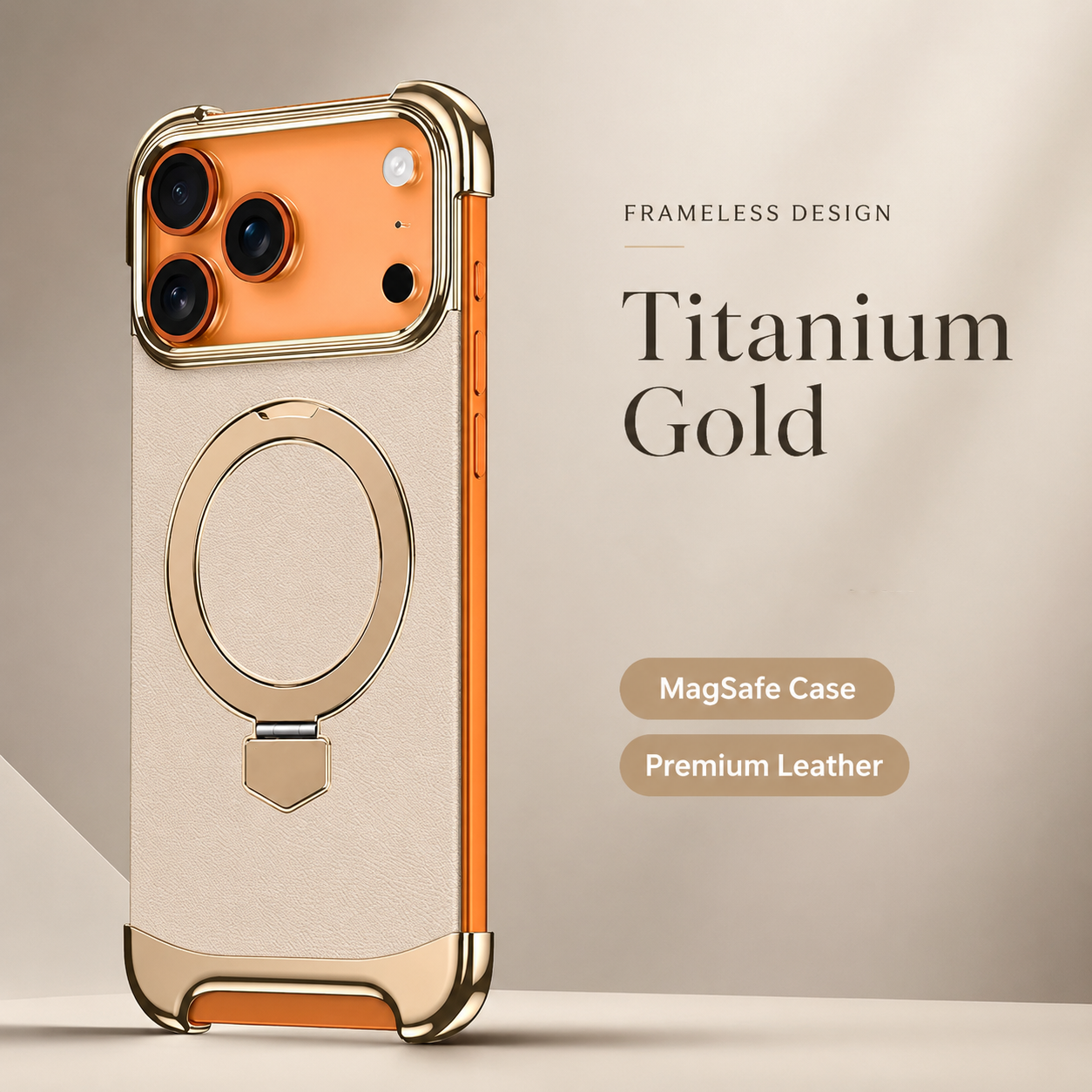 Premium iPhone Case MagSafe Compatible Frameless Magnetic Cover Ultra Thin Leather Back Metal Bumper Kickstand Shockproof Camera Lens Guard Design
