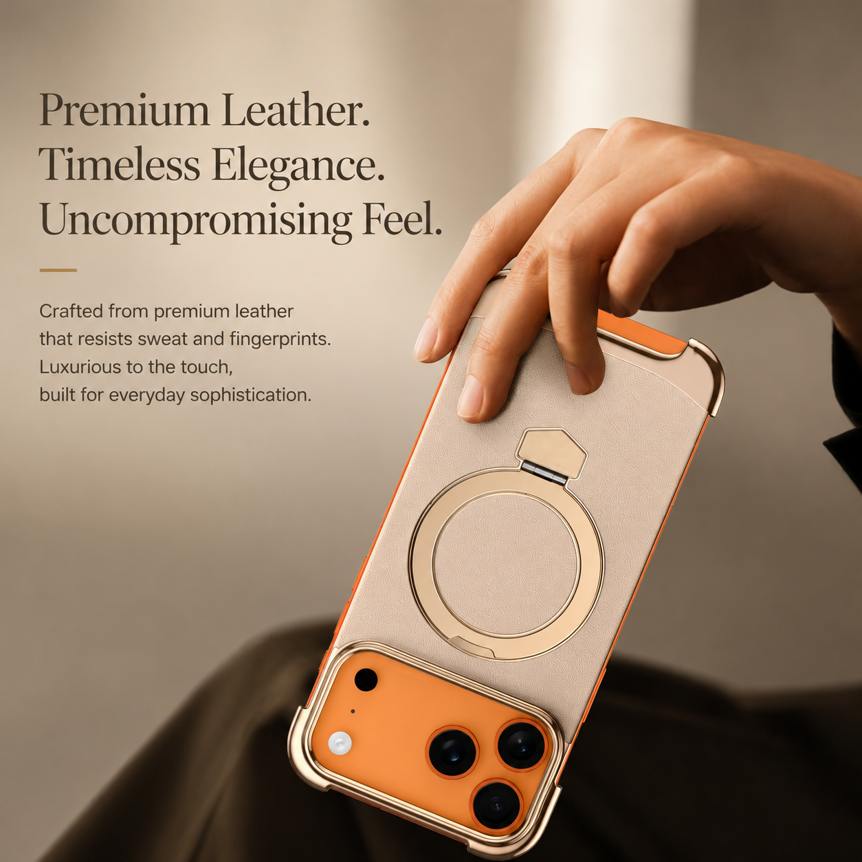 Premium iPhone Case MagSafe Compatible Frameless Magnetic Cover Ultra Thin Leather Back Metal Bumper Kickstand Shockproof Camera Lens Guard Design