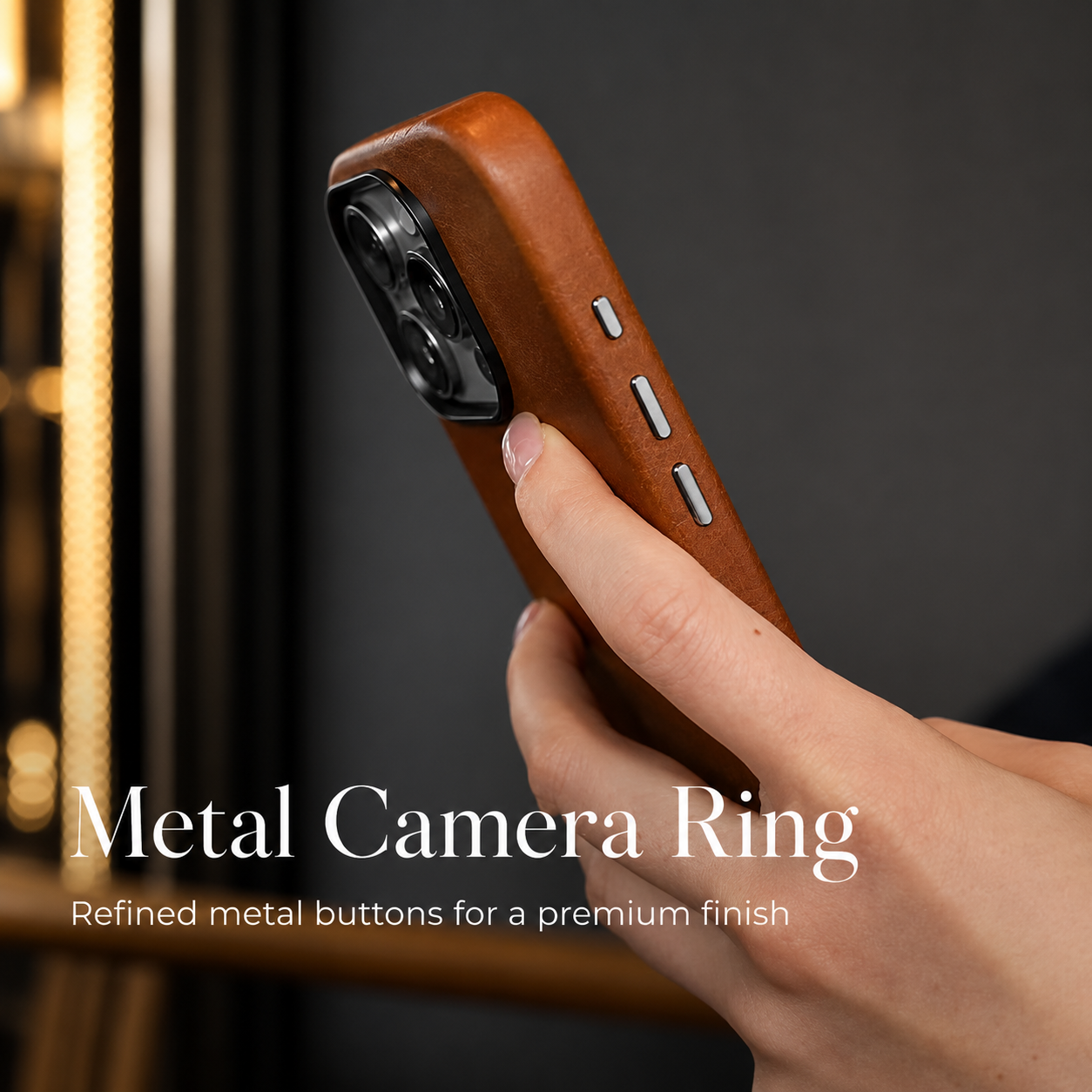 Premium iPhone Case MagSafe Compatible Genuine Cowhide Leather Cover with Camera Lens Protection, Full Body Protective Design and Anti Fingerprint Finish