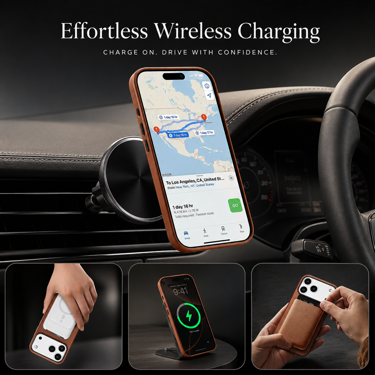 Premium iPhone Case MagSafe Compatible Genuine Leather Cover Camera Lens Protection Shockproof Full Coverage Anti Fingerprint Secure Grip Design