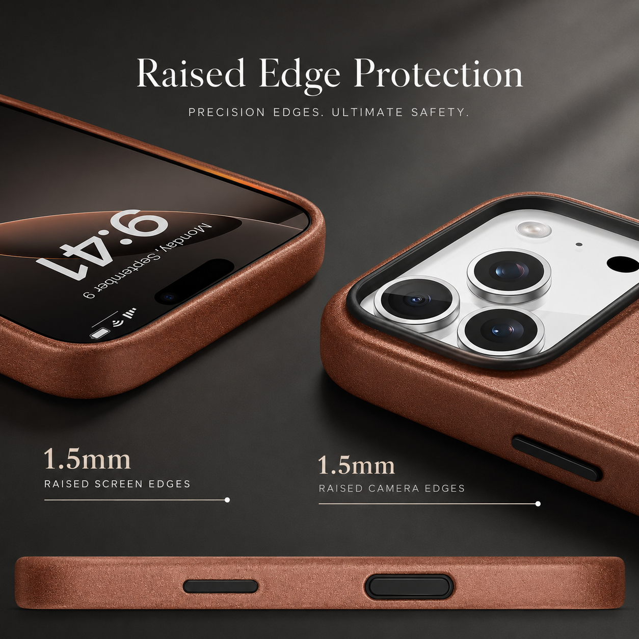 Premium iPhone Case MagSafe Compatible Genuine Leather Cover Camera Lens Protection Shockproof Full Coverage Anti Fingerprint Secure Grip Design