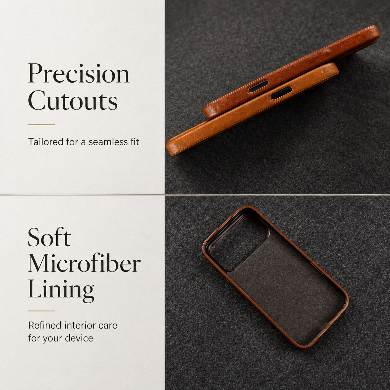 Premium iPhone Case MagSafe Compatible Genuine Leather Cover with Camera Lens Protection, Shockproof Full Coverage Design and Anti Slip Finish