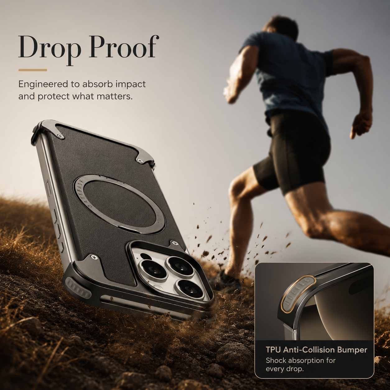 Premium iPhone Case MagSafe Compatible Genuine Leather Magnetic Cover Rotating Stand Ring Shockproof Anti Drop Frameless Wireless Charging Grip