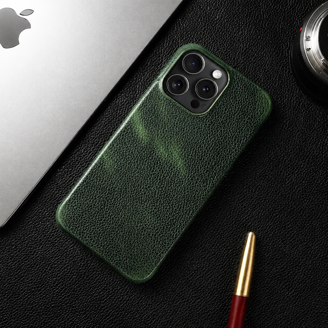 Premium iPhone Case MagSafe Compatible Genuine Leather Protective Cover Camera Lens Protection Shockproof Strap Design Slim Carry Strap