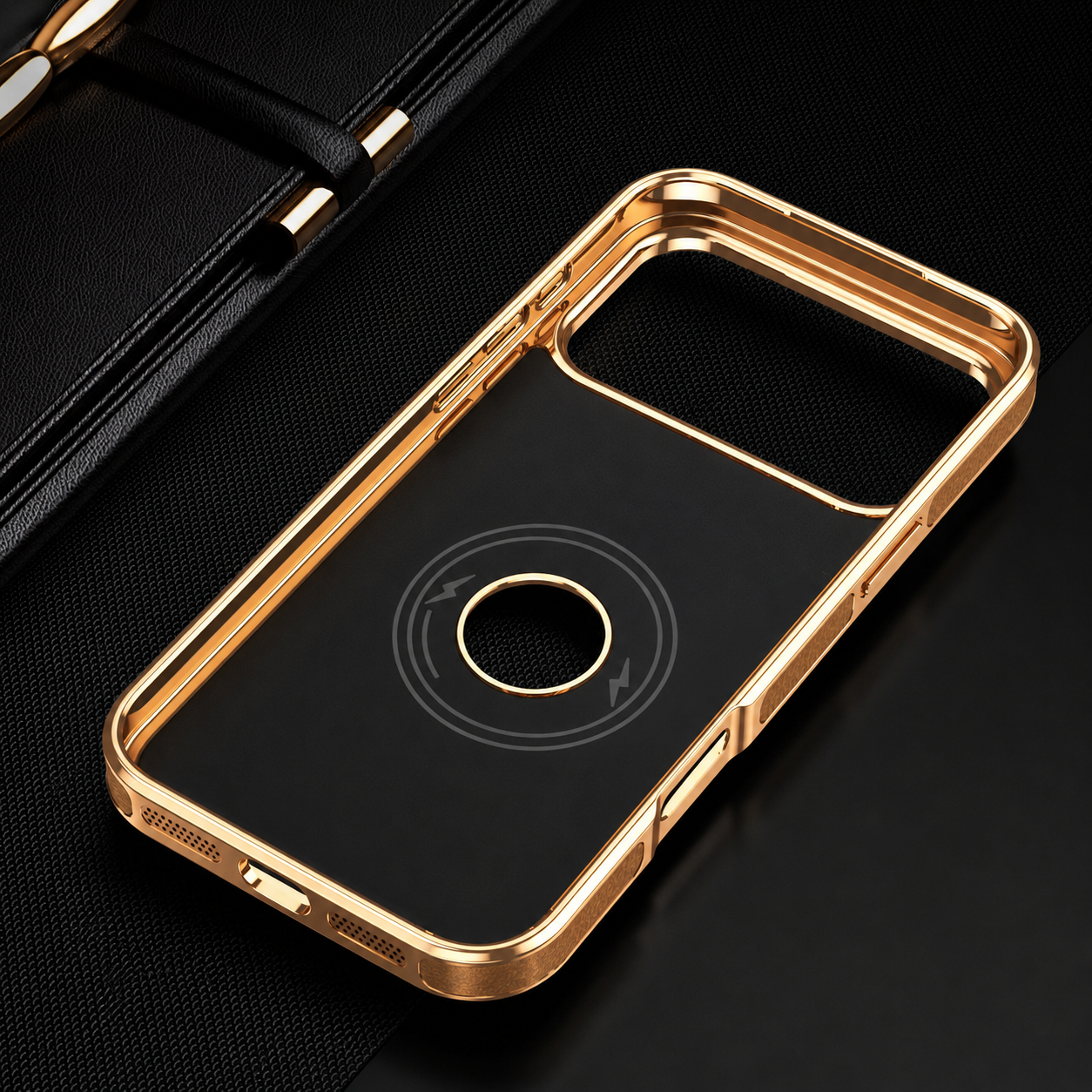 Premium iPhone Case MagSafe Compatible Genuine Leather Protective Cover Cowhide Lychee Texture Anti Fingerprint Slim Shockproof Design