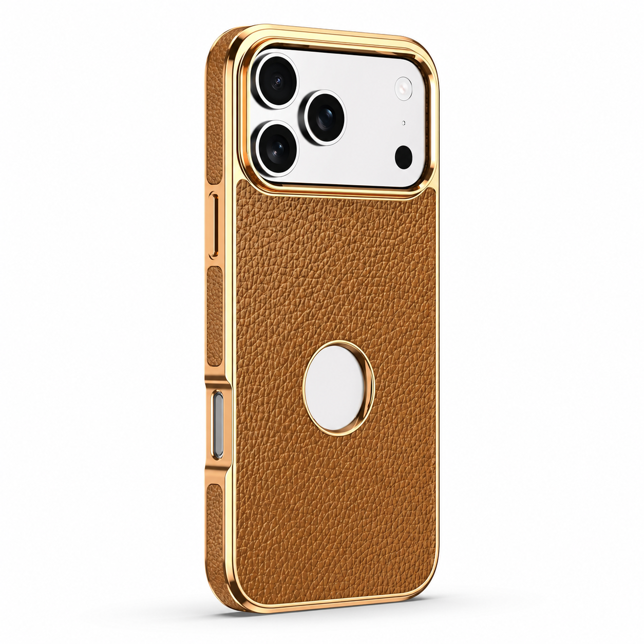 Premium iPhone Case MagSafe Compatible Genuine Leather Protective Cover Cowhide Lychee Texture Anti Fingerprint Slim Shockproof Design