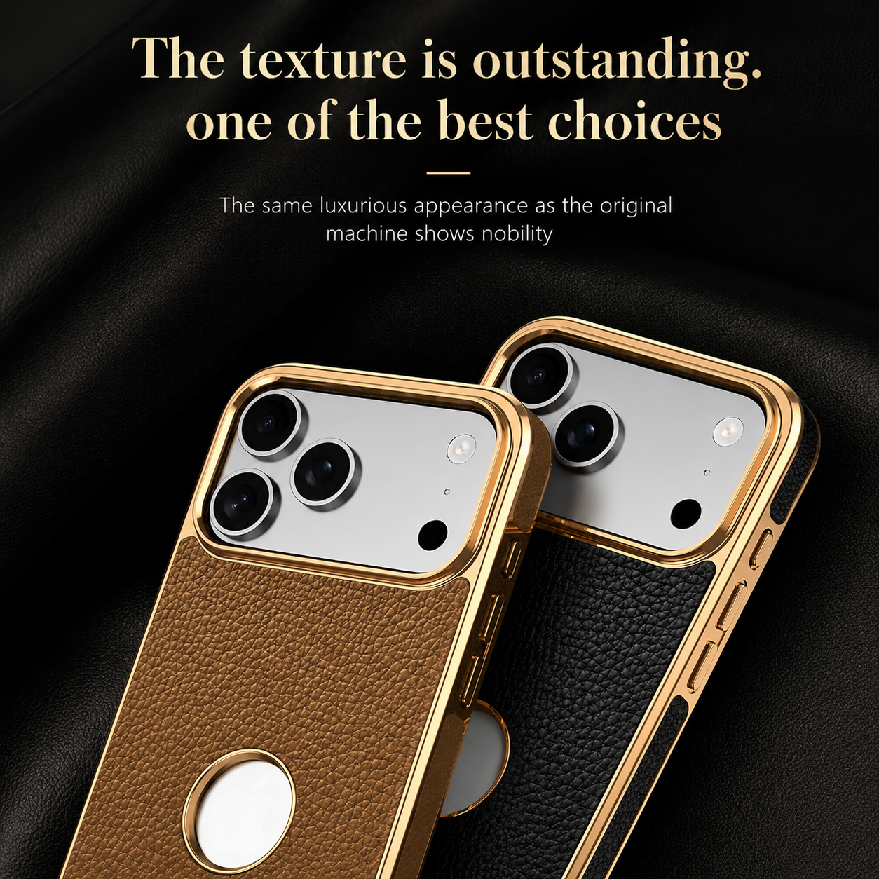 Premium iPhone Case MagSafe Compatible Genuine Leather Protective Cover Cowhide Lychee Texture Anti Fingerprint Slim Shockproof Design