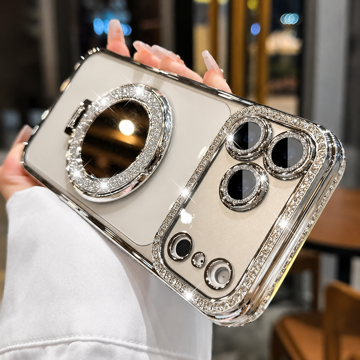 Premium iPhone Case MagSafe Compatible Glitter Mirror Protective Cover Camera Lens Protection Anti Fingerprint Shockproof Non Slip Transparent Back