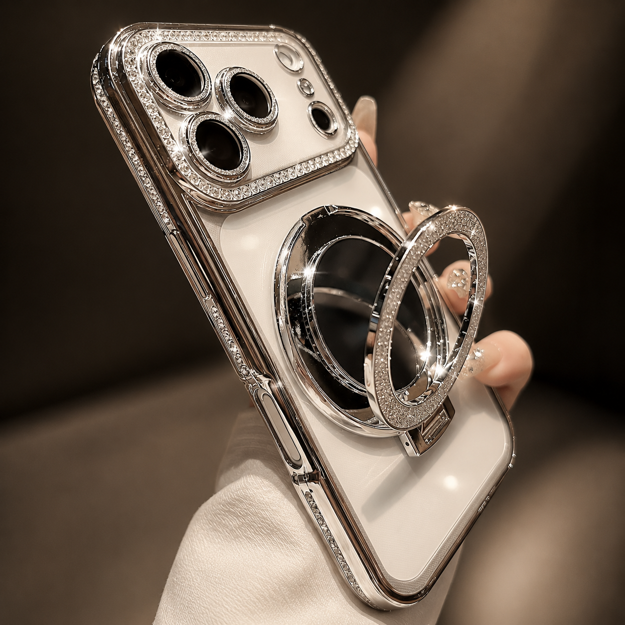 Premium iPhone Case MagSafe Compatible Glitter Mirror Protective Cover Camera Lens Protection Anti Fingerprint Shockproof Non Slip Transparent Back