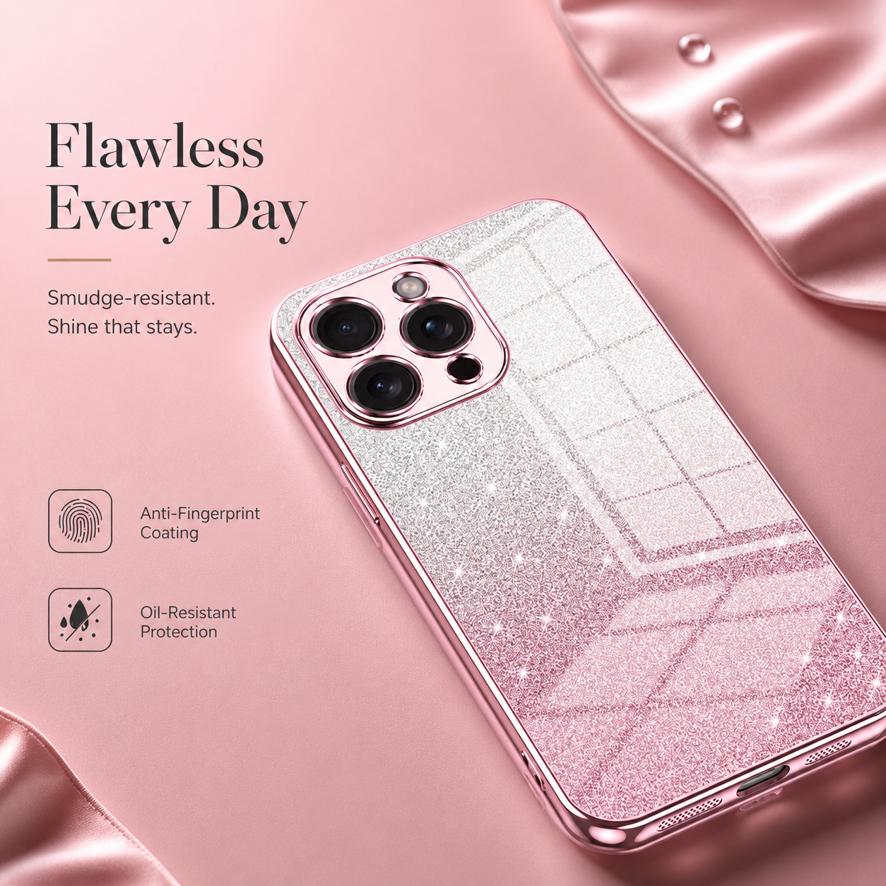Premium iPhone Case MagSafe Compatible Glitter TPU Protective Cover Camera Lens Protection Shockproof Slim Lightweight Anti Scratch Fashion Design