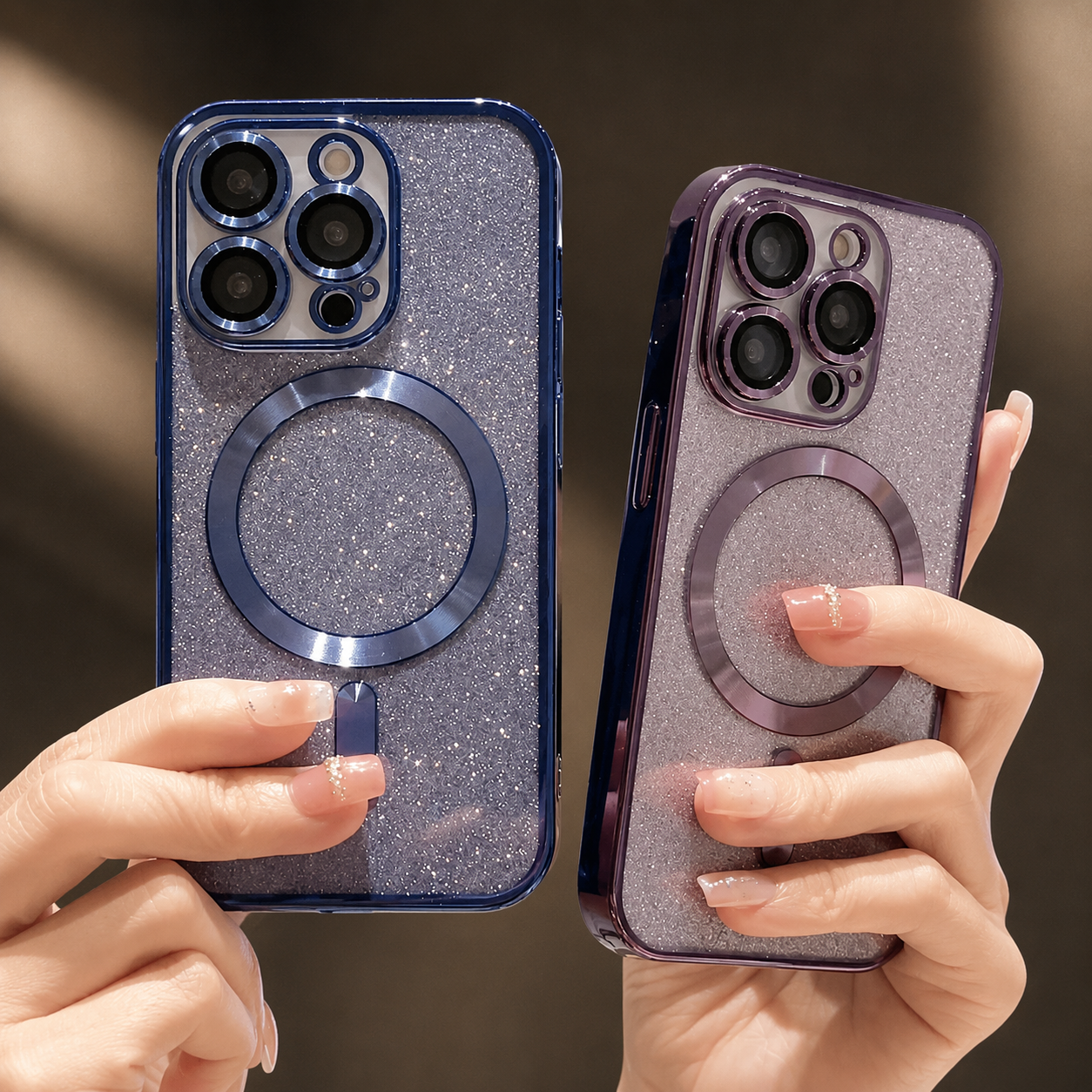Premium iPhone Case MagSafe Compatible Gradient Glitter Crossbody Strap Shockproof TPU Protective Cover Camera Lens Protection Slim Lightweight Design