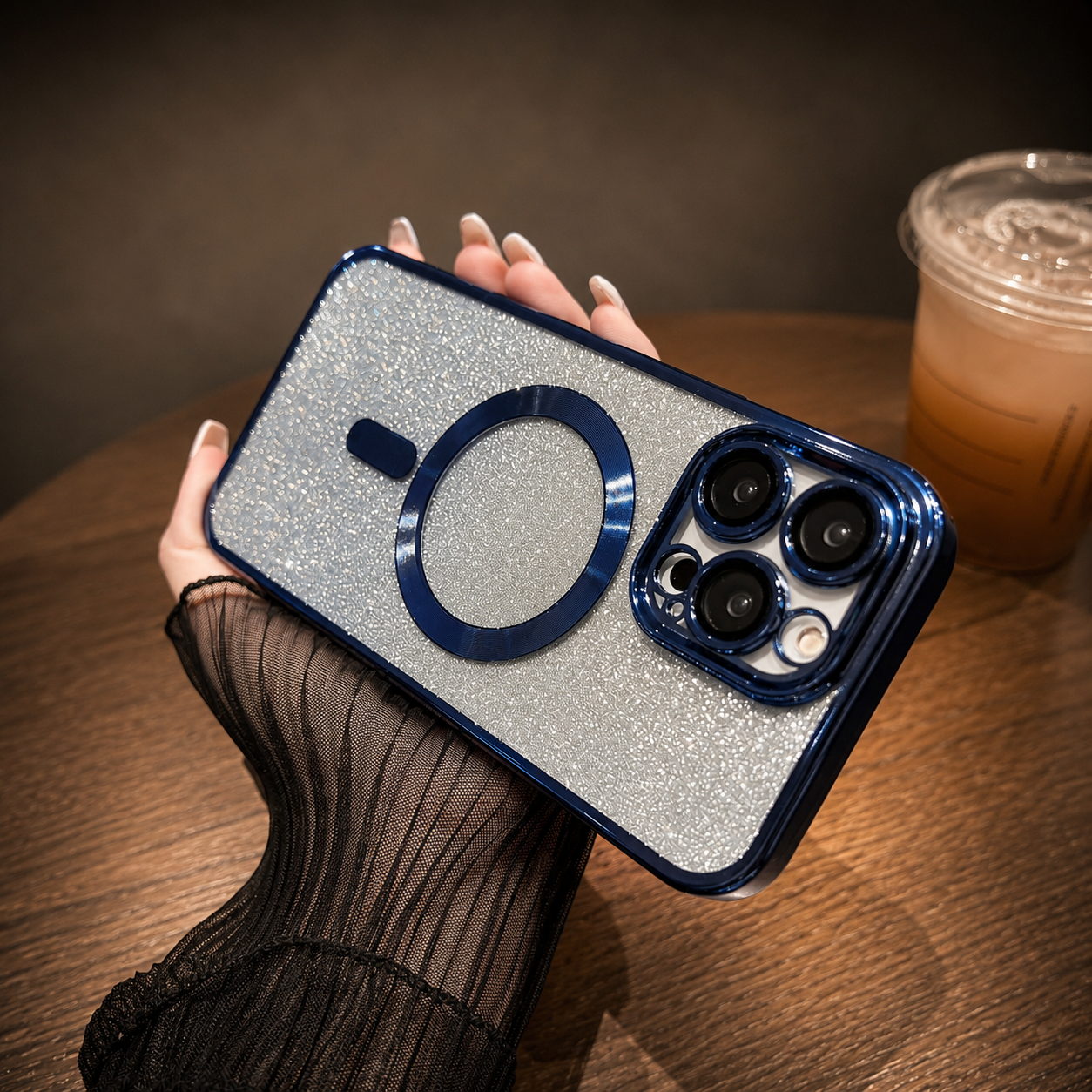 Premium iPhone Case MagSafe Compatible Gradient Glitter Crossbody Strap Shockproof TPU Protective Cover Camera Lens Protection Slim Lightweight Design