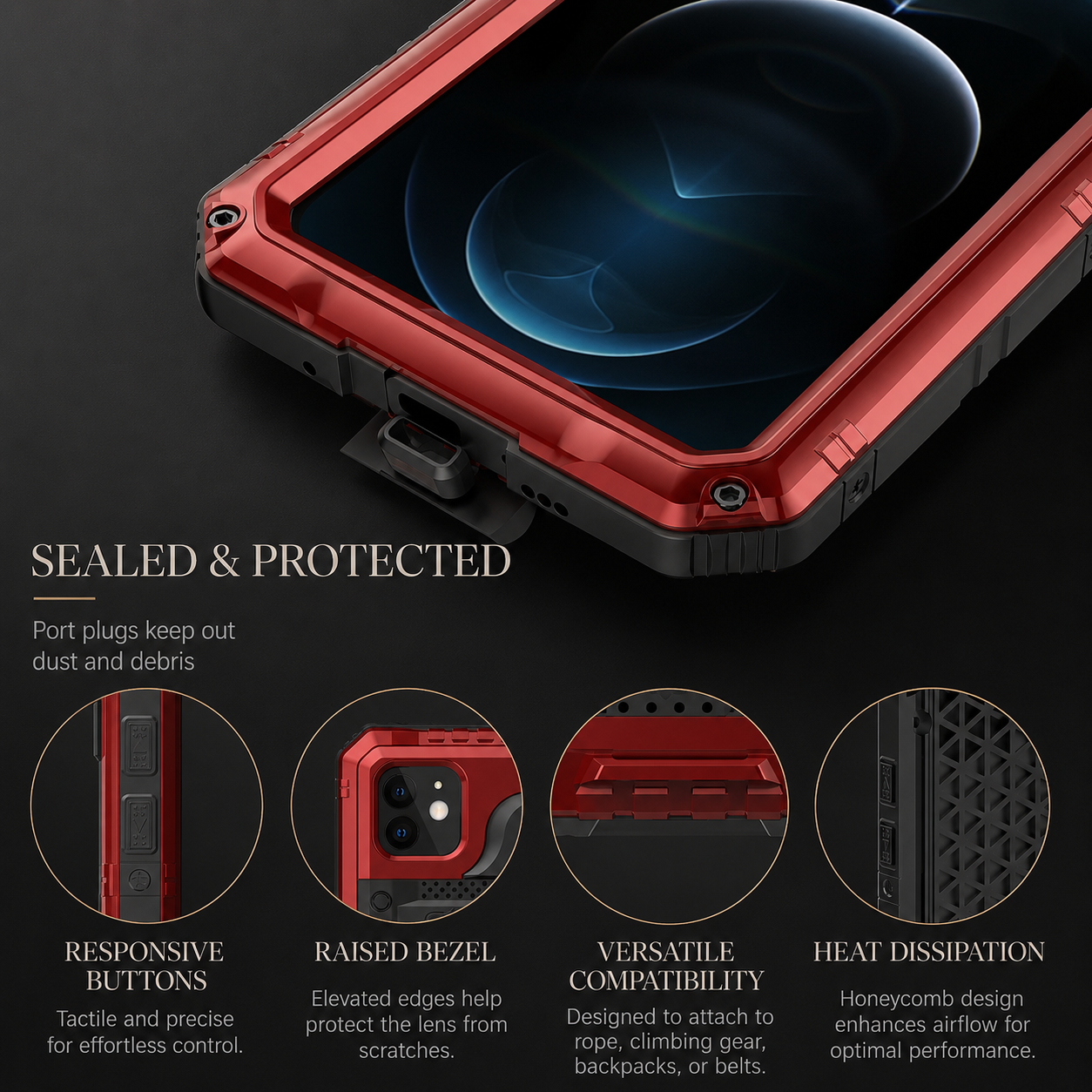 Premium iPhone Case MagSafe Compatible IP68 Waterproof Protective Cover Aluminum Armor Frame Camera Lens Guard Shockproof Full Body Design