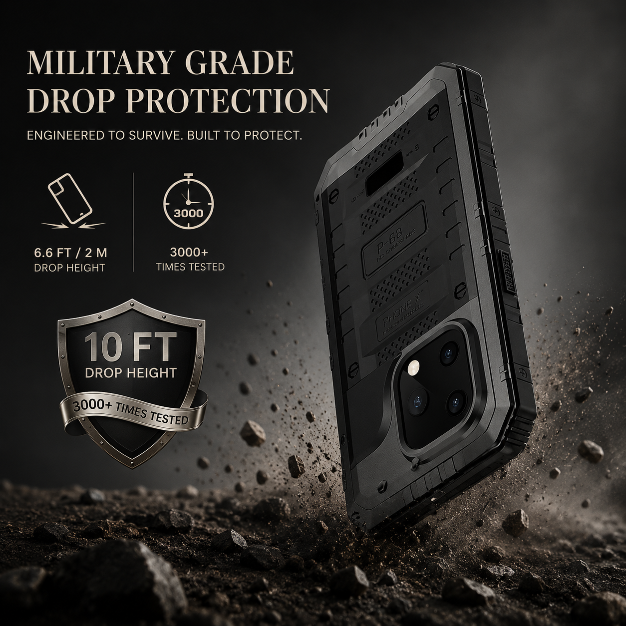 Premium iPhone Case MagSafe Compatible IP68 Waterproof Protective Cover Aluminum Armor Frame Camera Lens Guard Shockproof Full Body Design