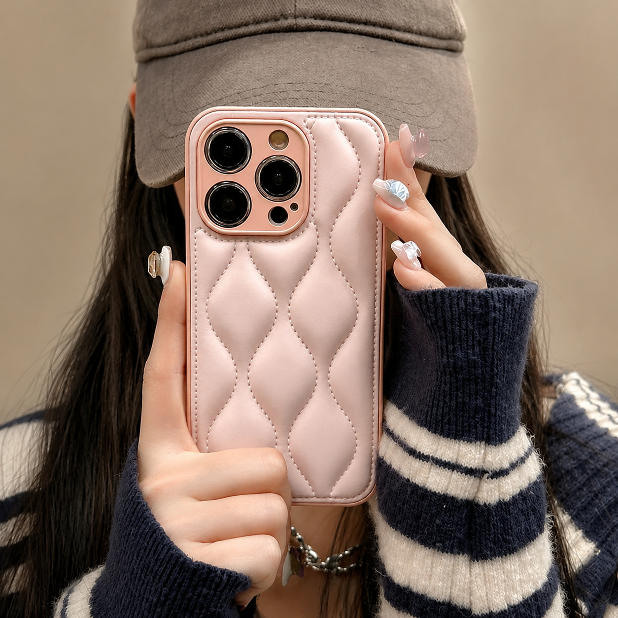 Premium iPhone Case MagSafe Compatible Leather 3D Wave Texture Shockproof Protective Cover Silicone Bumper Camera Lens Guard Slim Finish Grip