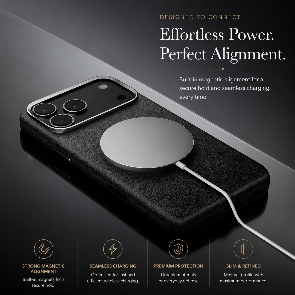 Premium iPhone Case MagSafe Compatible Leather Cover Camera Button Access Shockproof Anti Fingerprint Non Slip Grip Full Protection Design Durable Case
