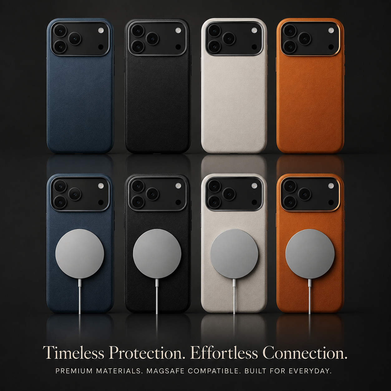 Premium iPhone Case MagSafe Compatible Leather Cover Camera Button Access Shockproof Anti Fingerprint Non Slip Grip Full Protection Design Durable Case