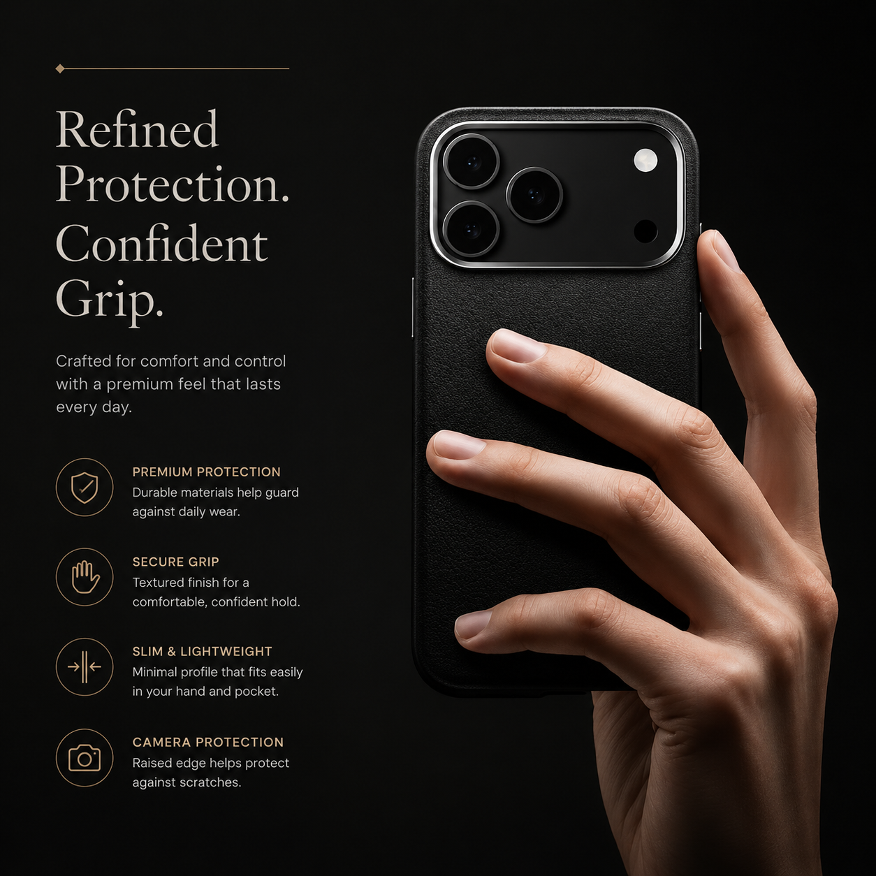 Premium iPhone Case MagSafe Compatible Leather Cover Camera Button Access Shockproof Anti Fingerprint Non Slip Grip Full Protection Design Durable Case