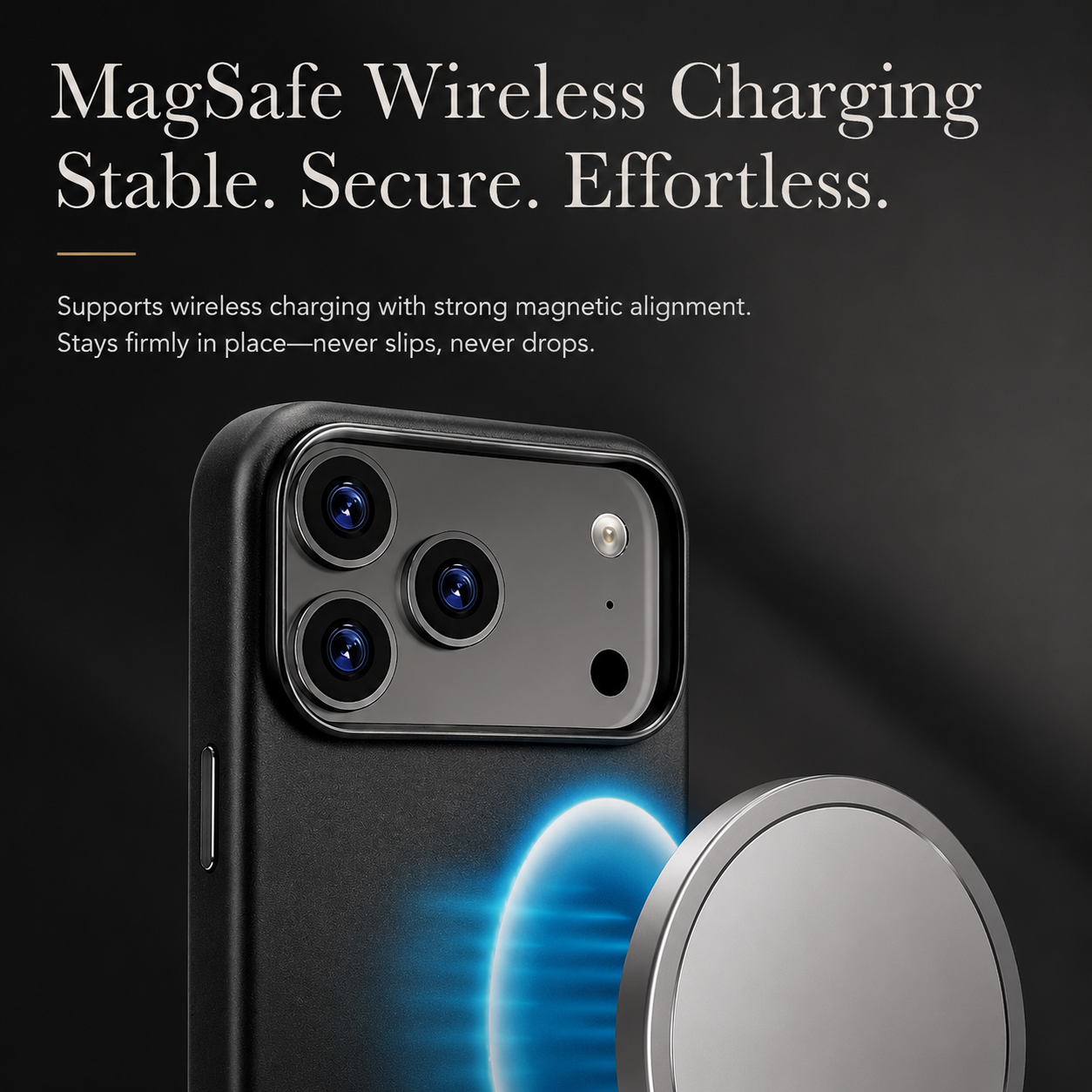 Premium iPhone Case MagSafe Compatible Leather Cover Camera Lens Protection Magnetic Shockproof Half Wrapped Design Anti Fingerprint Wireless Charging
