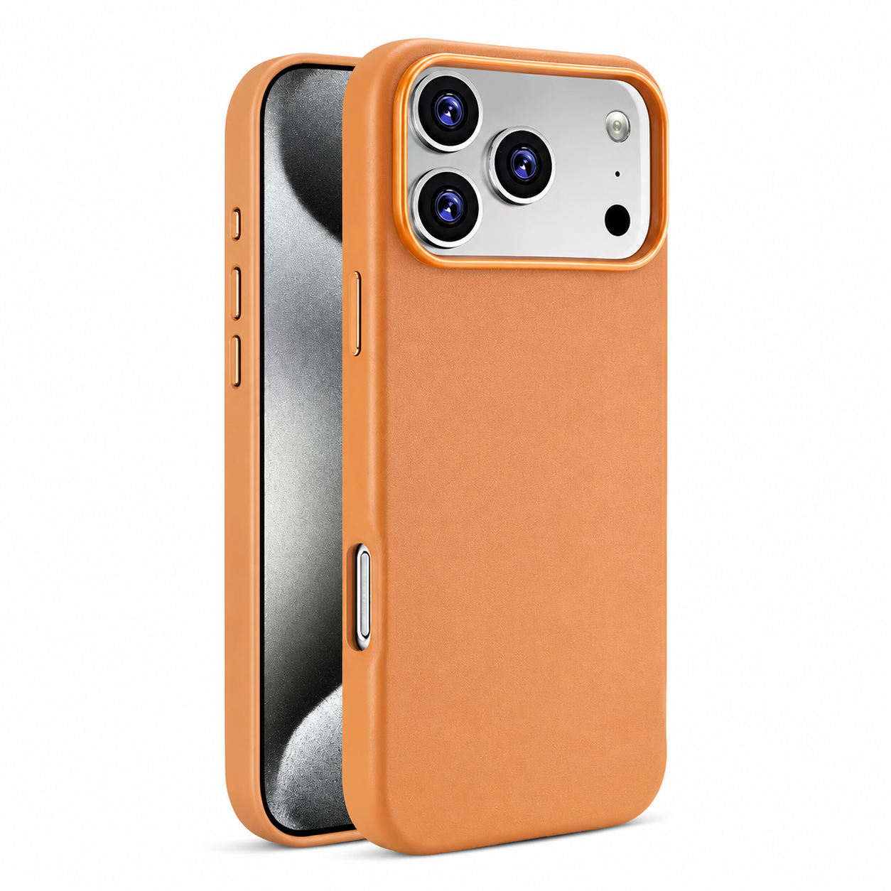 Premium iPhone Case MagSafe Compatible Leather Cover Camera Lens Protection Magnetic Shockproof Half Wrapped Design Anti Fingerprint Wireless Charging