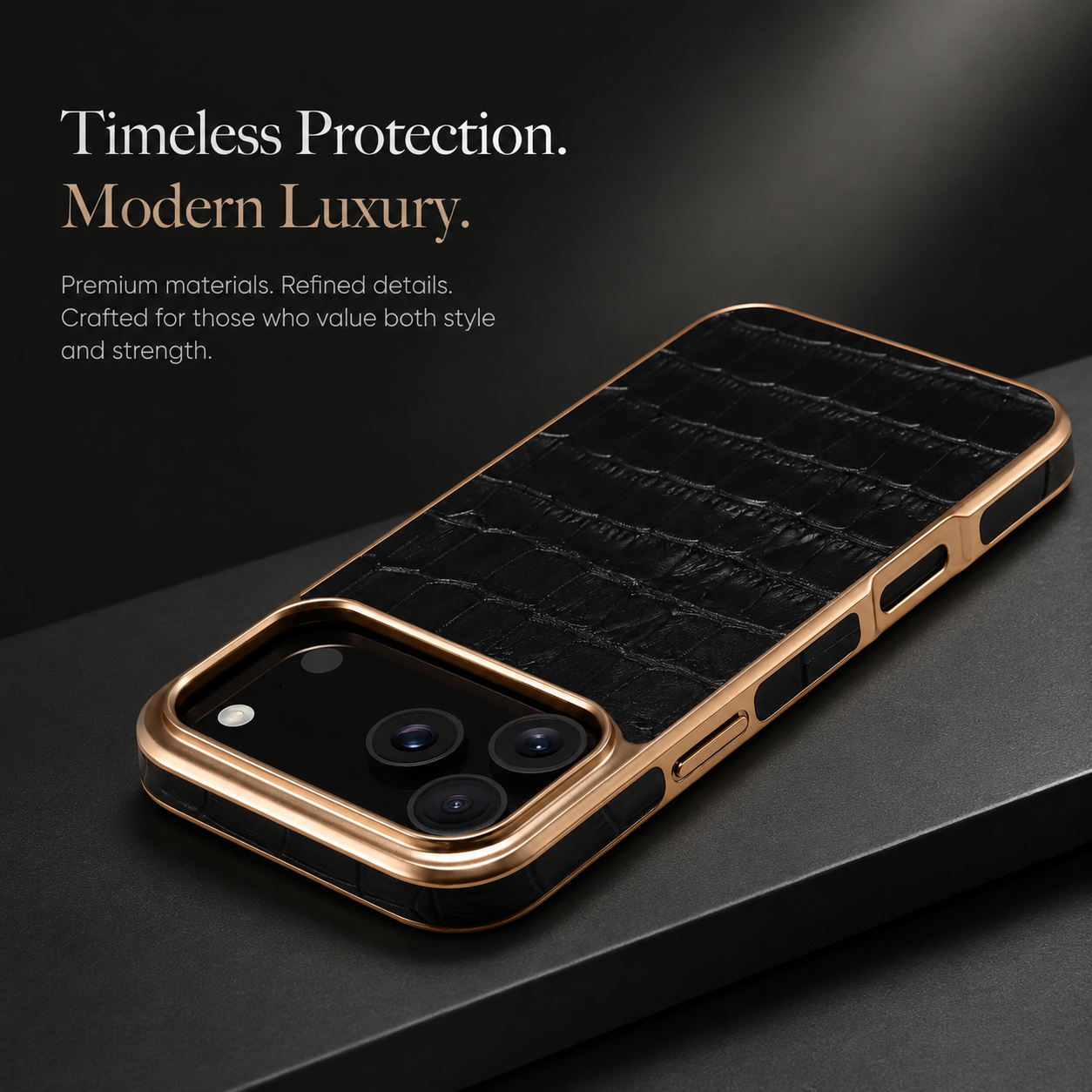 Premium iPhone Case MagSafe Compatible Leather Cover Crocodile Texture Camera Lens Protection Shockproof Anti Scratch Protective Back Shell