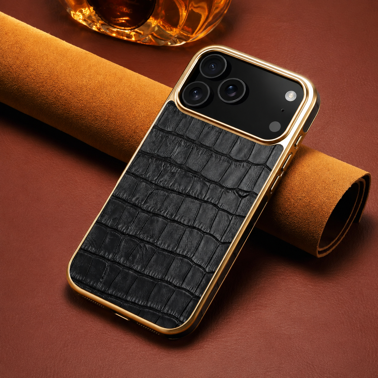 Premium iPhone Case MagSafe Compatible Leather Cover Crocodile Texture Camera Lens Protection Shockproof Anti Scratch Protective Back Shell