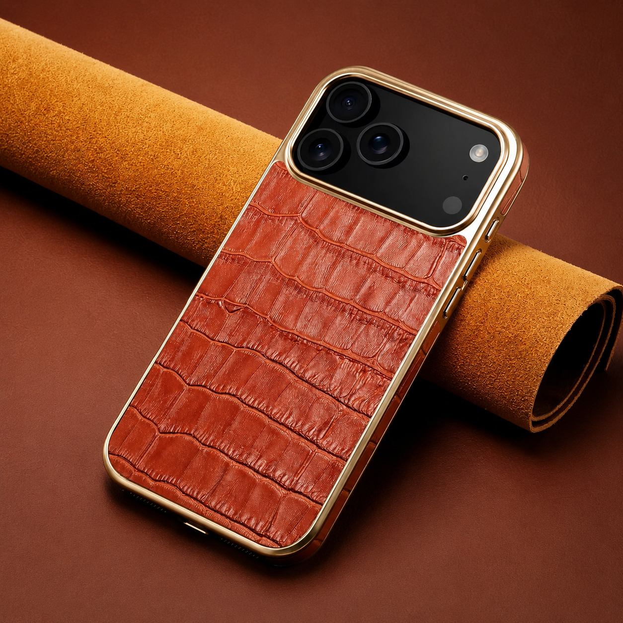 Premium iPhone Case MagSafe Compatible Leather Cover Crocodile Texture Camera Lens Protection Shockproof Anti Scratch Protective Back Shell