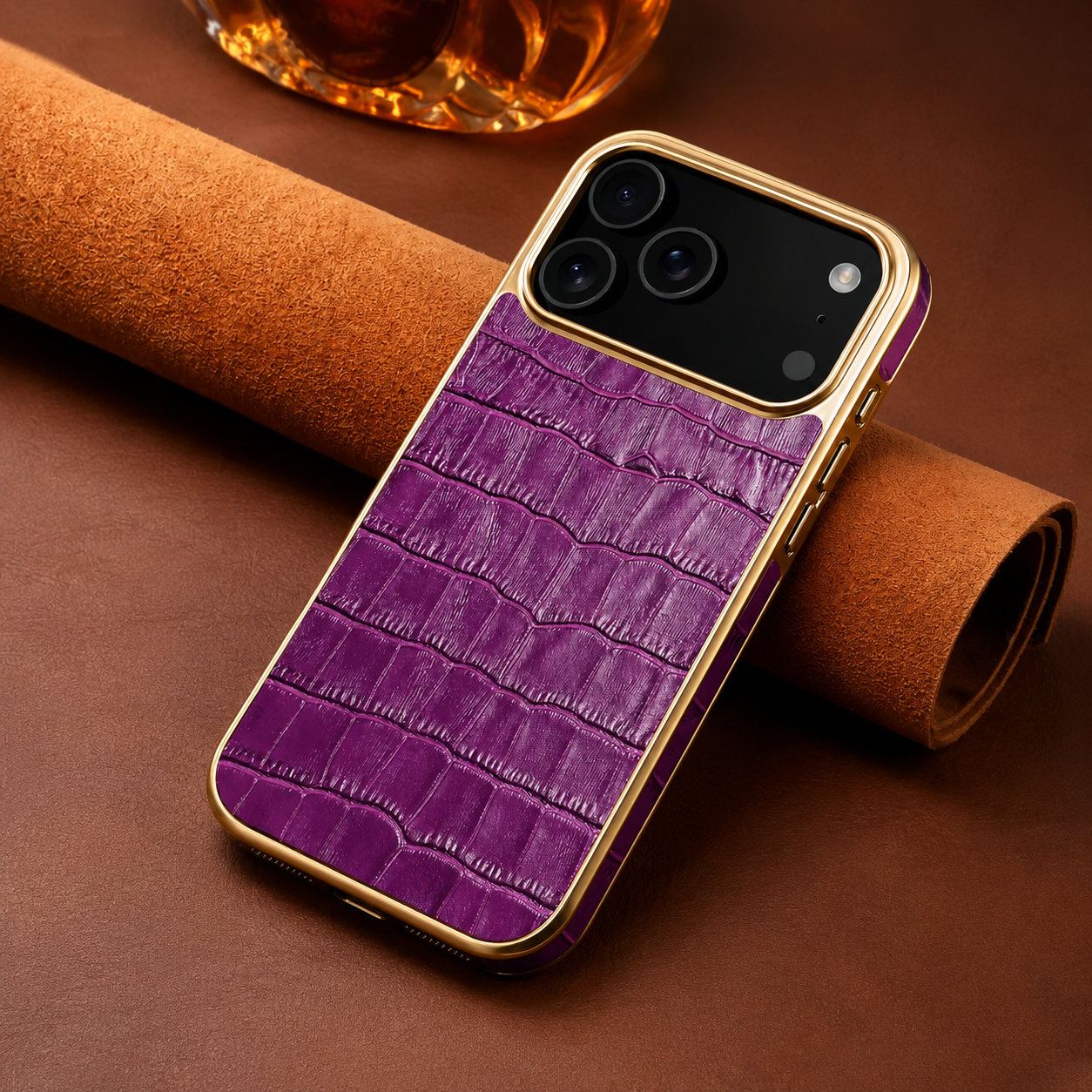 Premium iPhone Case MagSafe Compatible Leather Cover Crocodile Texture Camera Lens Protection Shockproof Anti Scratch Protective Back Shell