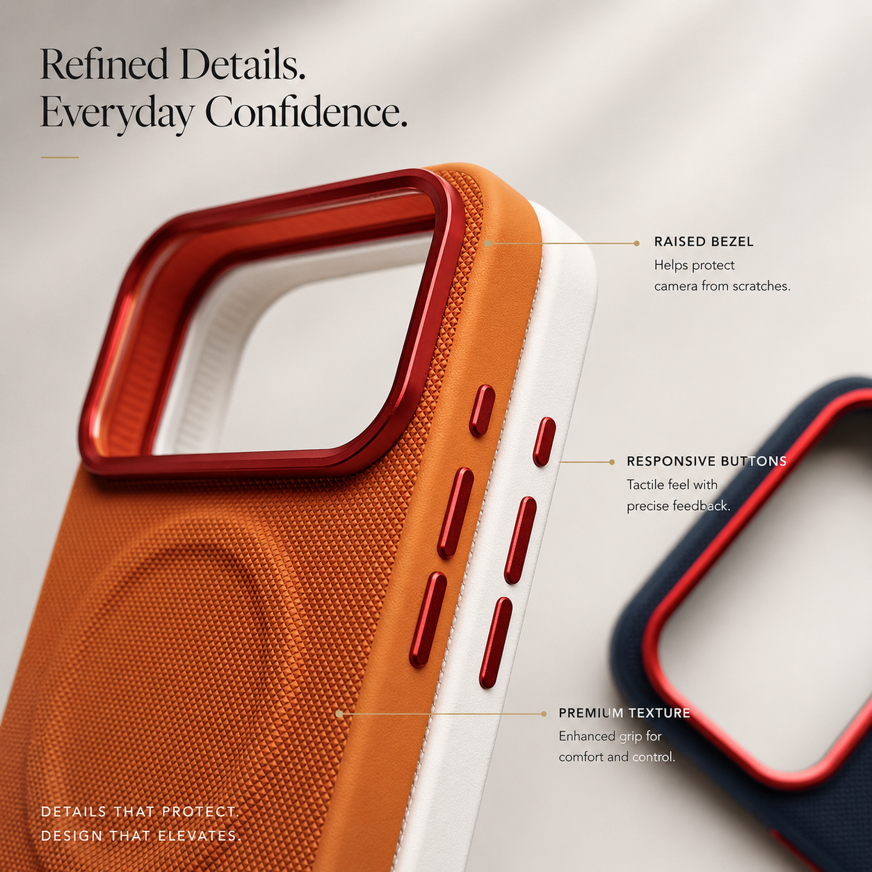 Premium iPhone Case MagSafe Compatible Leather Cover Diamond Texture Design Camera Lens Protection Shockproof Secure Grip Anti Scratch Full Coverage Design