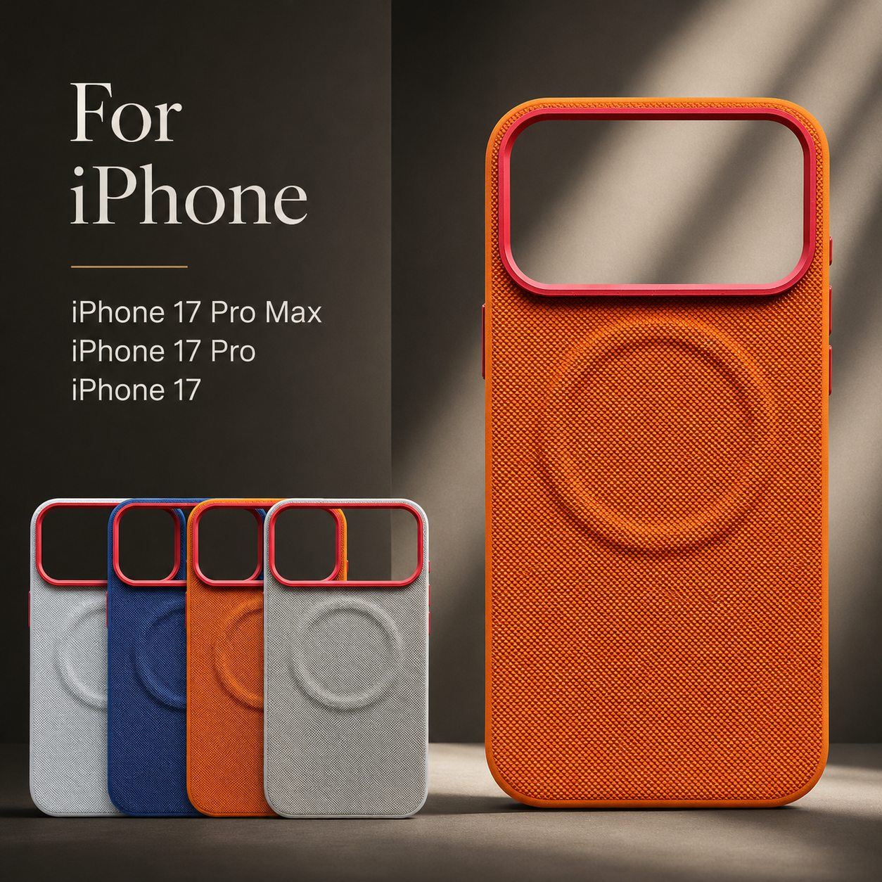 Premium iPhone Case MagSafe Compatible Leather Cover Diamond Texture Design Camera Lens Protection Shockproof Secure Grip Anti Scratch Full Coverage Design