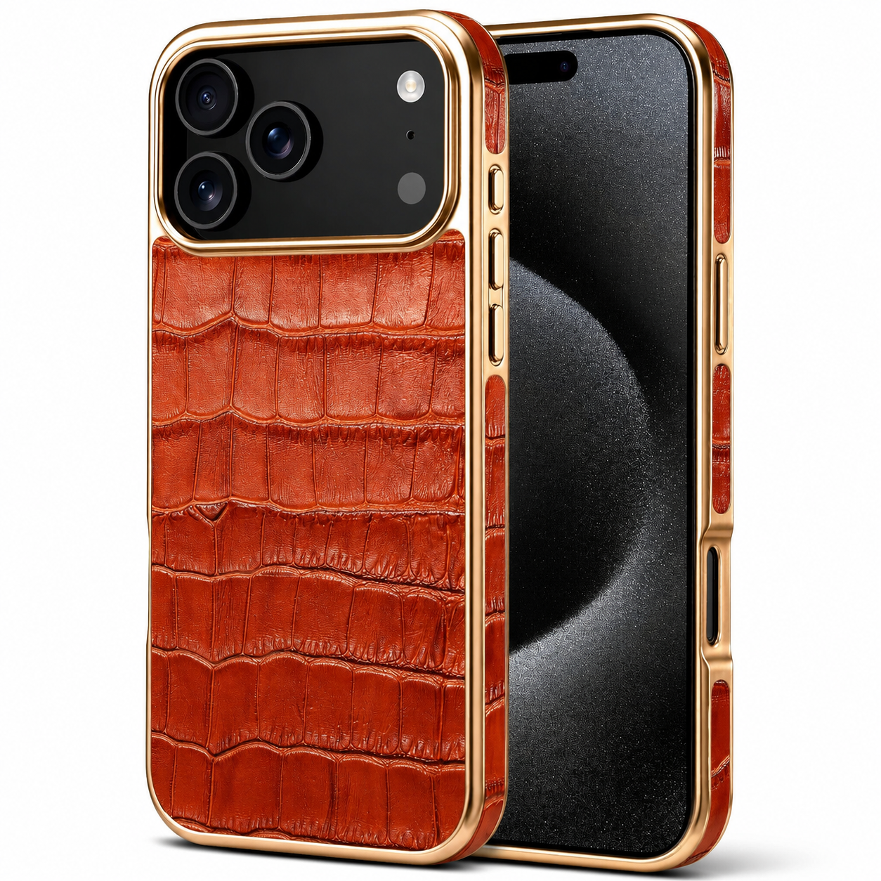 Premium iPhone Case MagSafe Compatible Leather Cover with Crocodile Texture Design, Camera Lens Protection, Anti Fingerprint Finish and Scratch Resistant Build