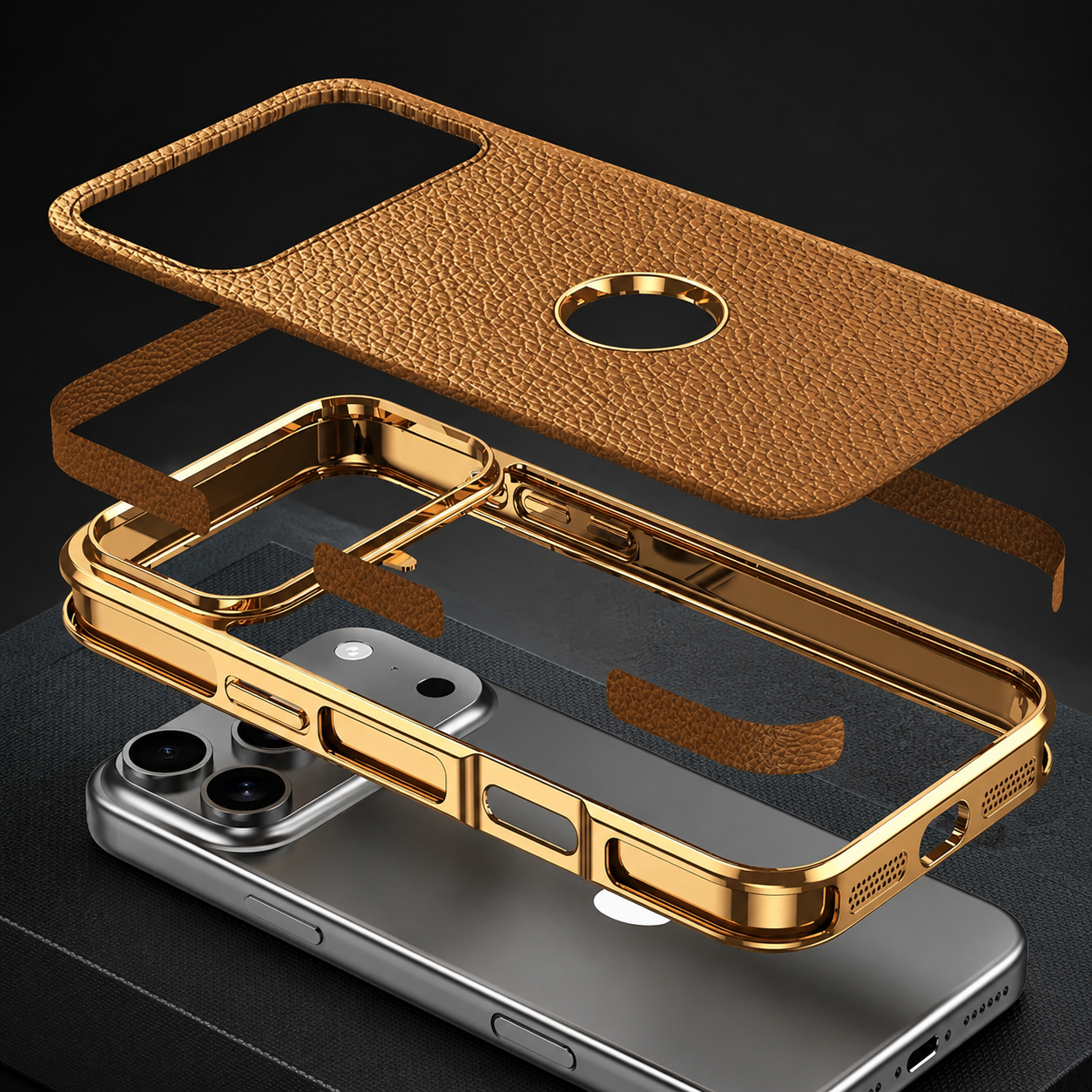 Premium iPhone Case MagSafe Compatible Leather Cowhide Lychee Texture Magnetic Slim Protective Cover Anti Fingerprint Non Slip Grip Bumper Design