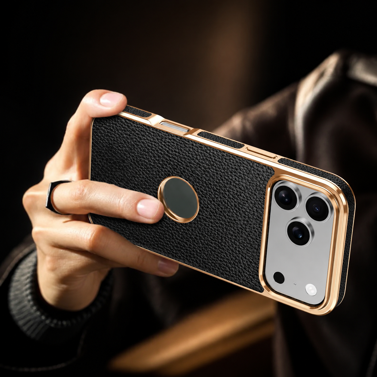 Premium iPhone Case MagSafe Compatible Leather Cowhide Lychee Texture Magnetic Slim Protective Cover Anti Fingerprint Non Slip Grip Bumper Design