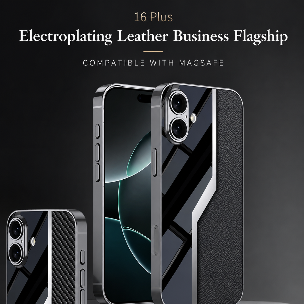 Premium iPhone Case MagSafe Compatible Leather Plating Cover with Soft TPU Edges Shockproof Anti-Scratch Ultra-Thin Frame Full Camera Protection