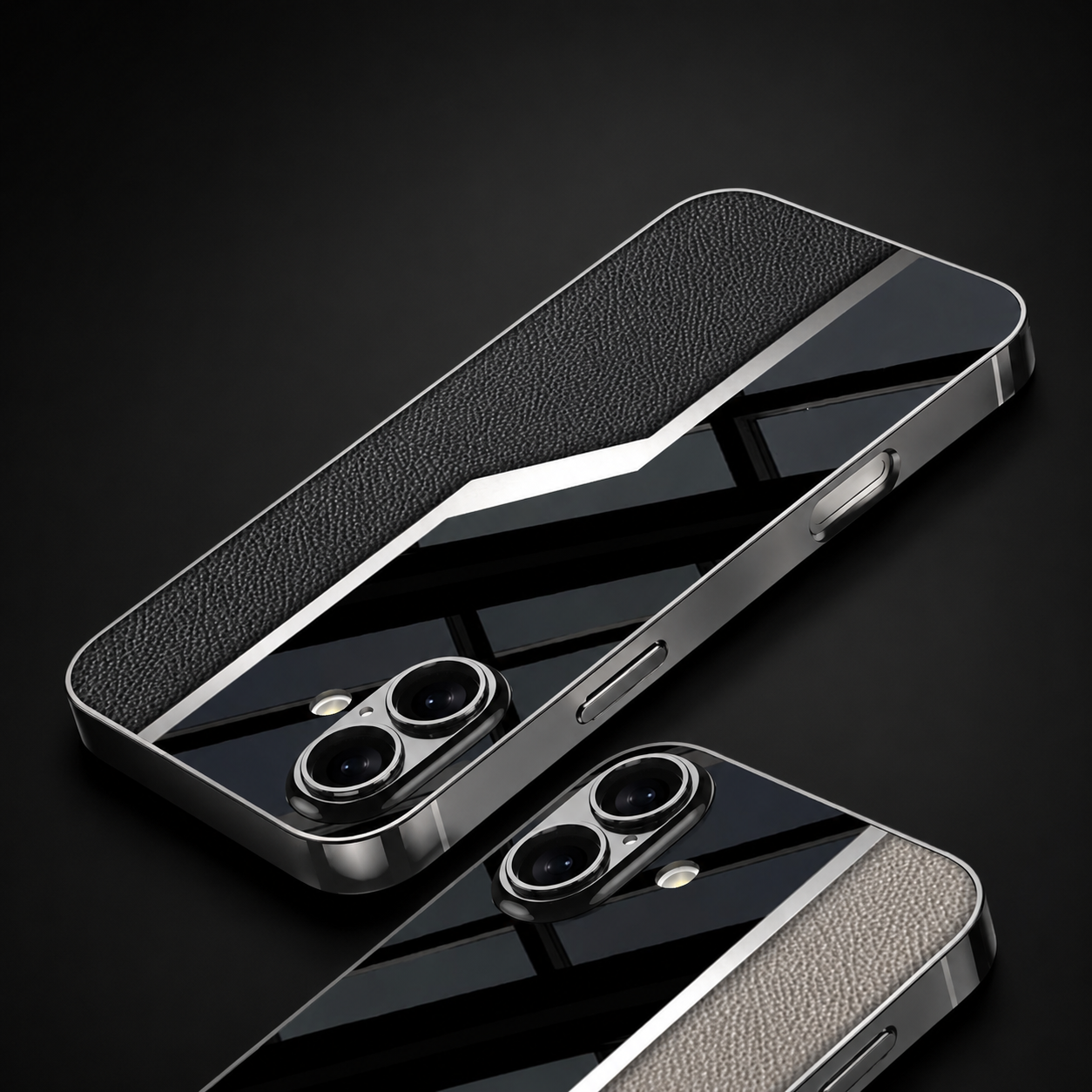 Premium iPhone Case MagSafe Compatible Leather Plating Cover with Soft TPU Edges Shockproof Anti-Scratch Ultra-Thin Frame Full Camera Protection