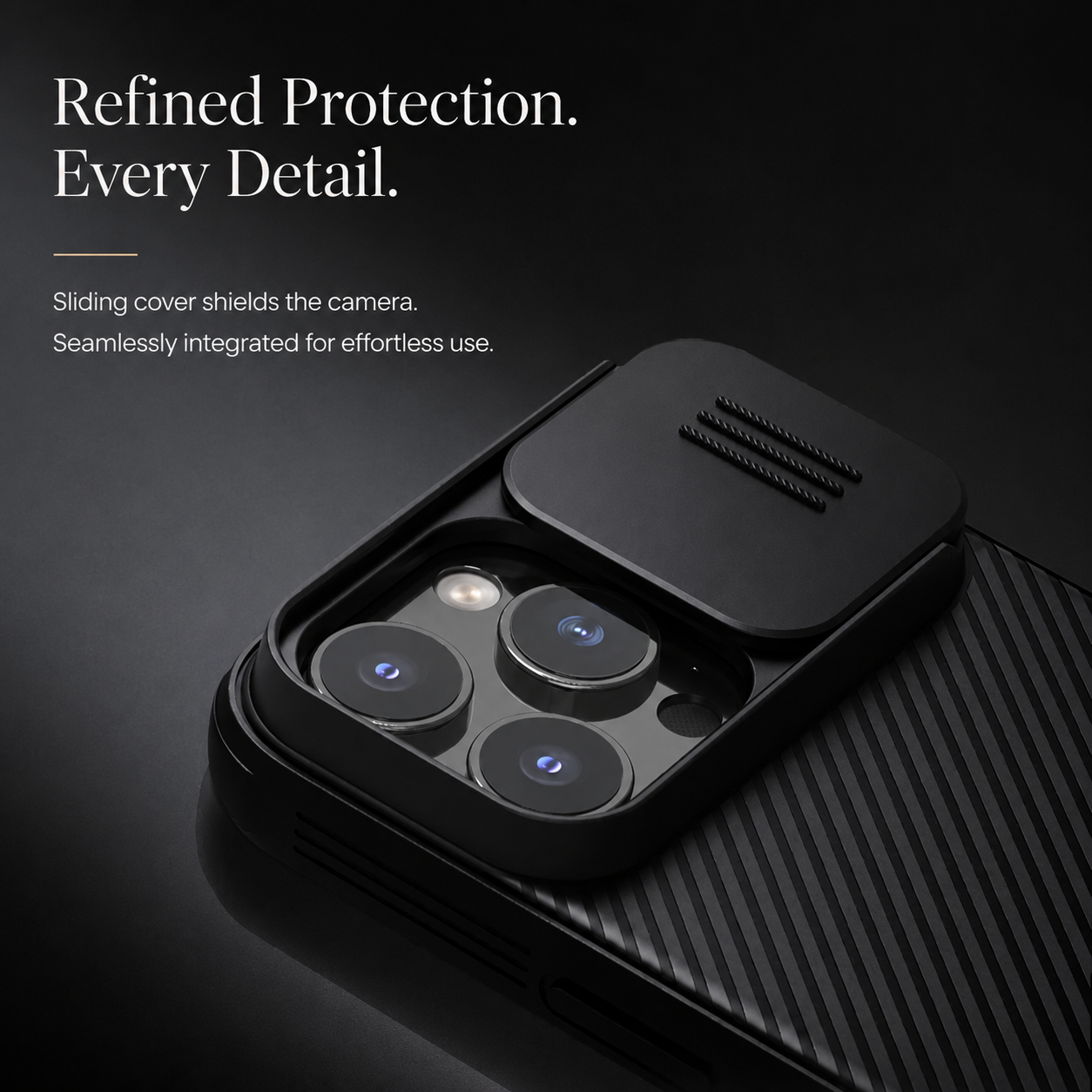 Premium iPhone Case MagSafe Compatible Leather Texture Protective Cover Sliding Camera Cover Camera Lens Protection Shockproof Slim Lightweight Design