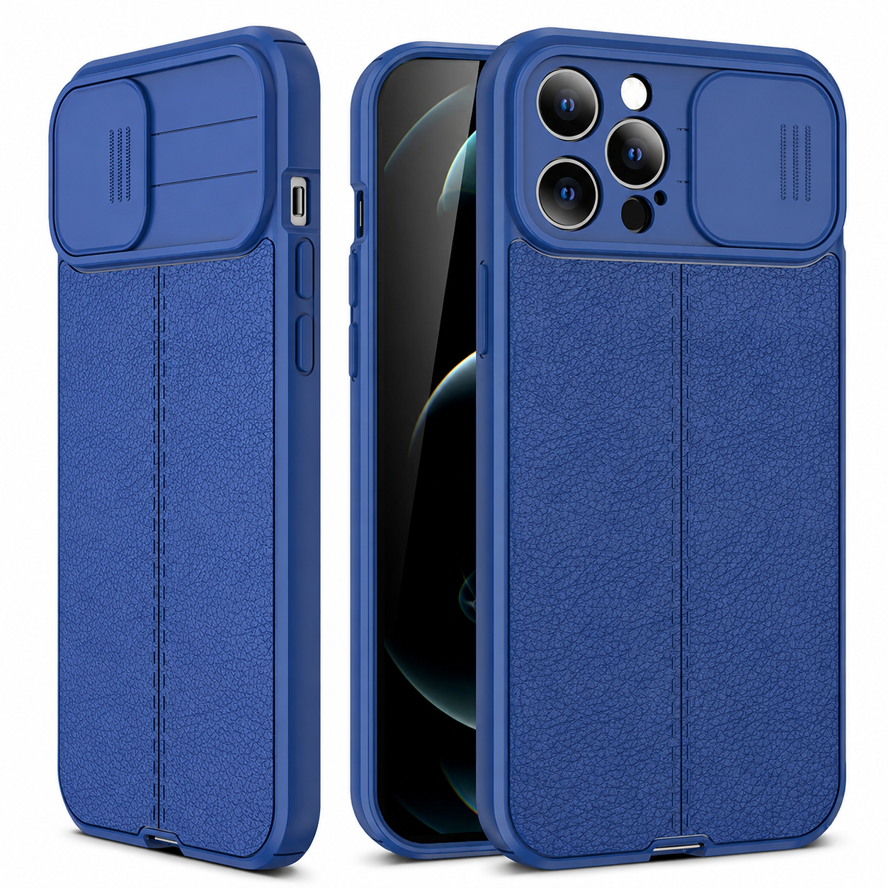 Premium iPhone Case MagSafe Compatible Leather Texture Protective Cover Sliding Camera Cover Camera Lens Protection Shockproof Slim Lightweight Design