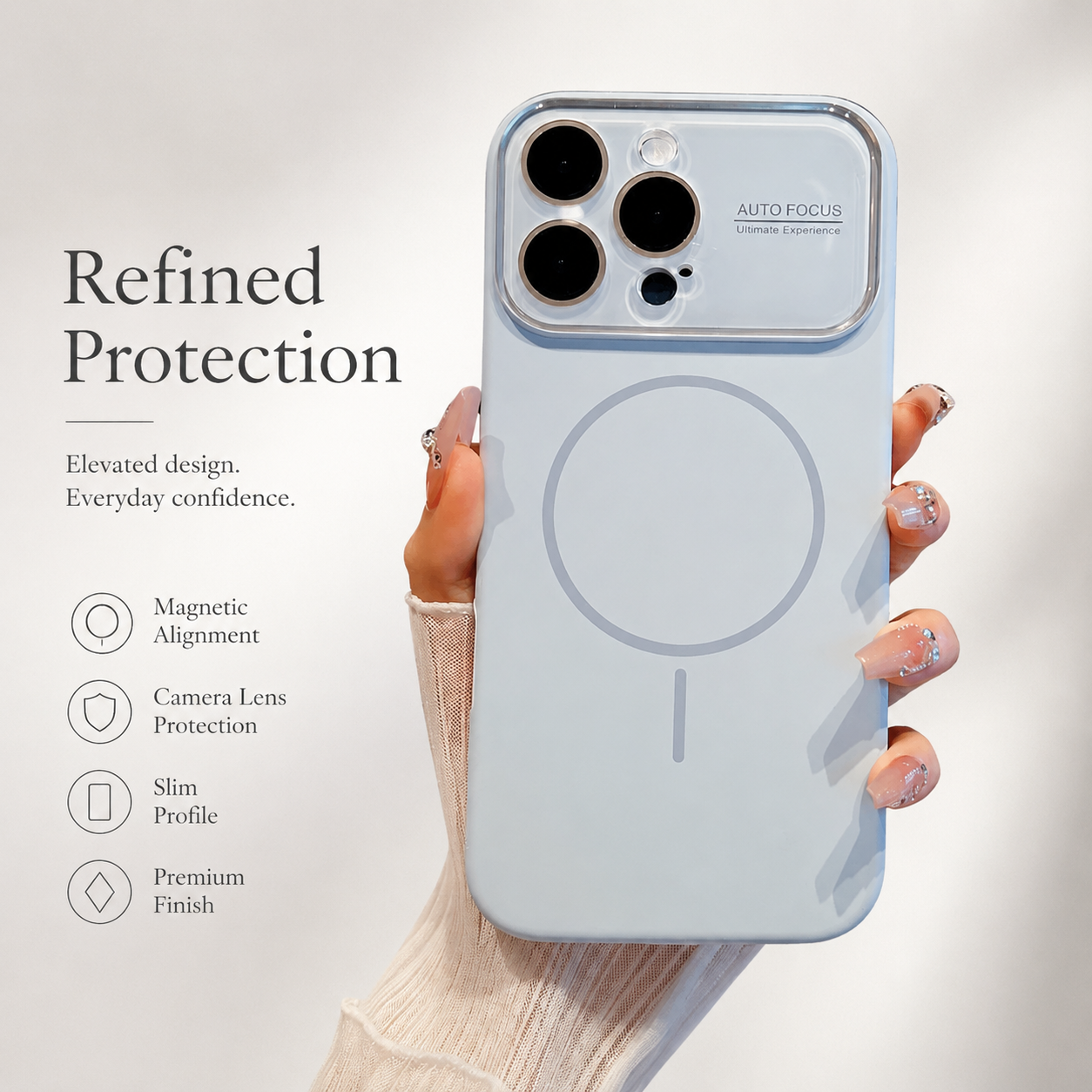 Premium iPhone Case MagSafe Compatible Liquid Silicone Cover with Camera Lens Protection, Shockproof Soft Touch Design, Slim Protective Fit