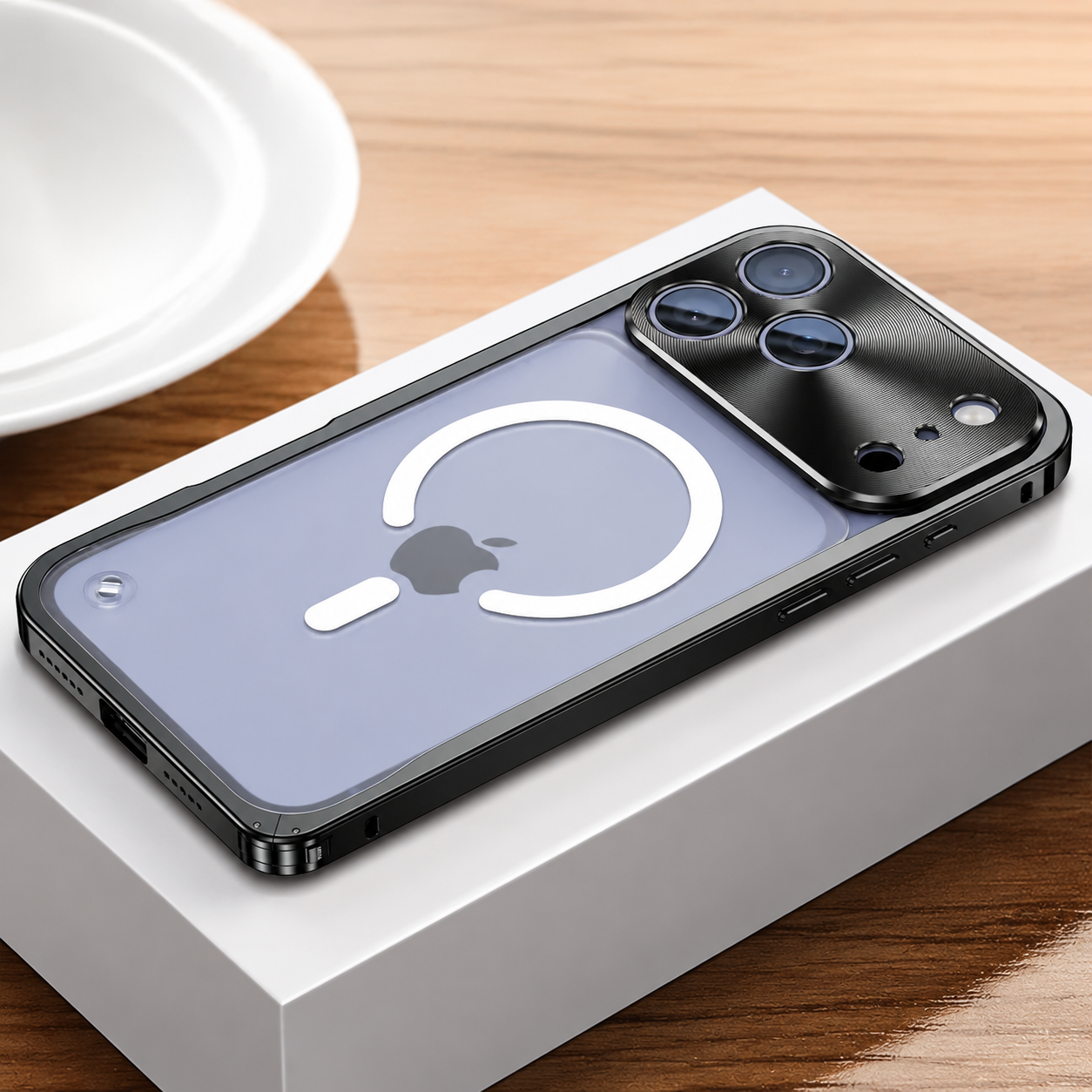Premium iPhone Case MagSafe Compatible Magnetic Bumper Aluminum Alloy Frame Matte Transparent Back Shockproof Camera Lens Guard Anti Fingerprint