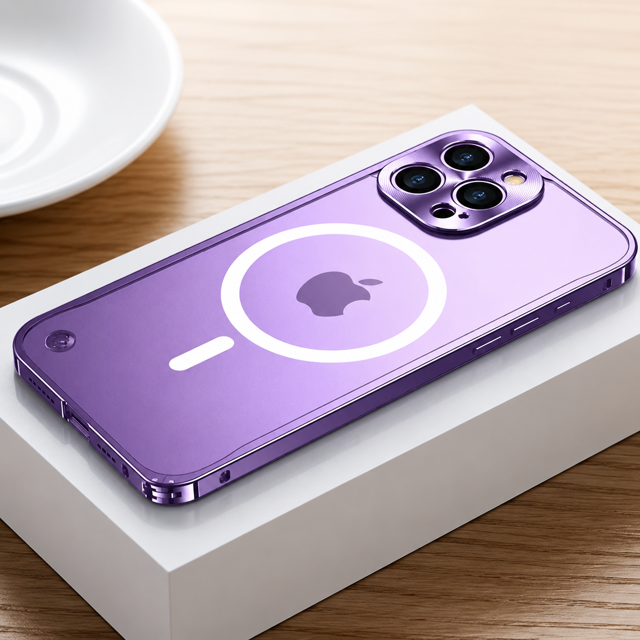Premium iPhone Case MagSafe Compatible Magnetic Bumper Aluminum Alloy Frame Matte Transparent Back Shockproof Camera Lens Guard Anti Fingerprint