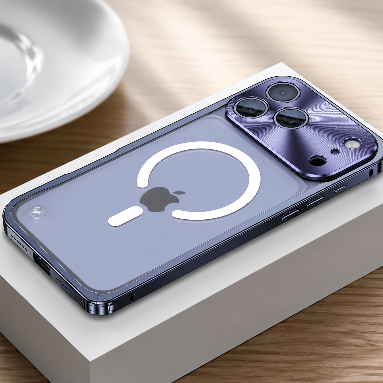 Premium iPhone Case MagSafe Compatible Magnetic Bumper Aluminum Alloy Frame Matte Transparent Back Shockproof Camera Lens Guard Anti Fingerprint