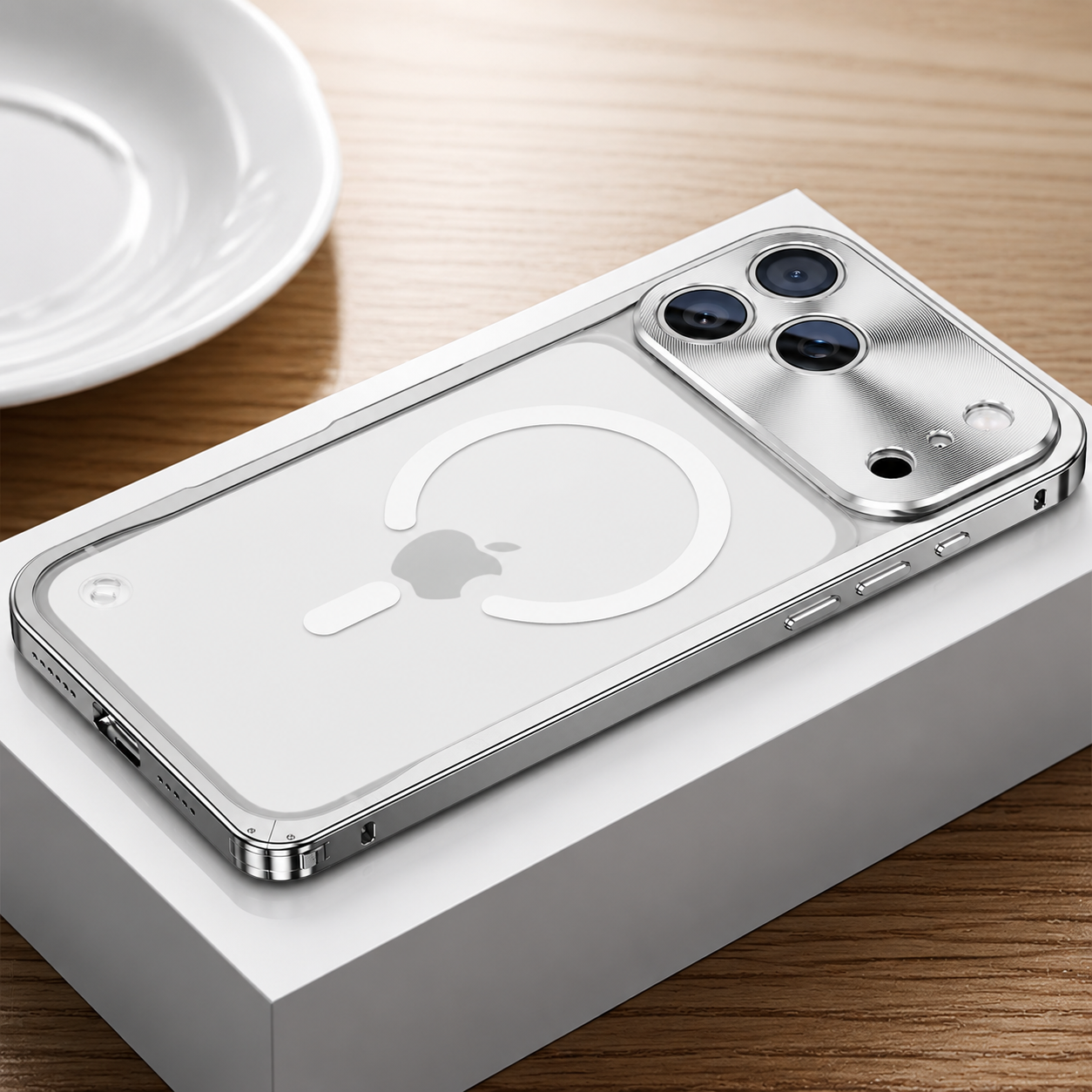 Premium iPhone Case MagSafe Compatible Magnetic Bumper Aluminum Alloy Frame Matte Transparent Back Shockproof Camera Lens Guard Anti Fingerprint