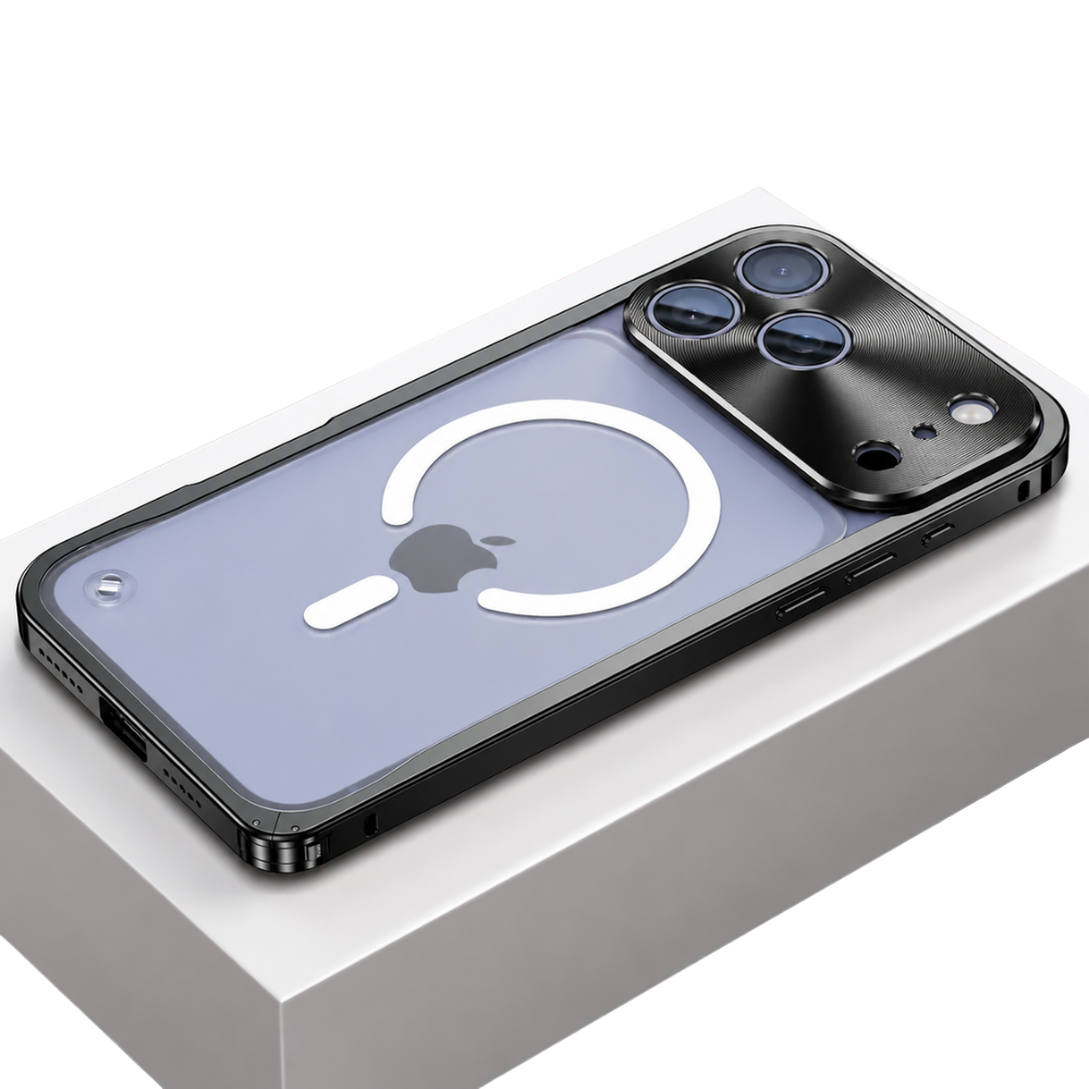Premium iPhone Case MagSafe Compatible Magnetic Bumper Aluminum Alloy Frame Matte Transparent Back Shockproof Camera Lens Guard Anti Fingerprint