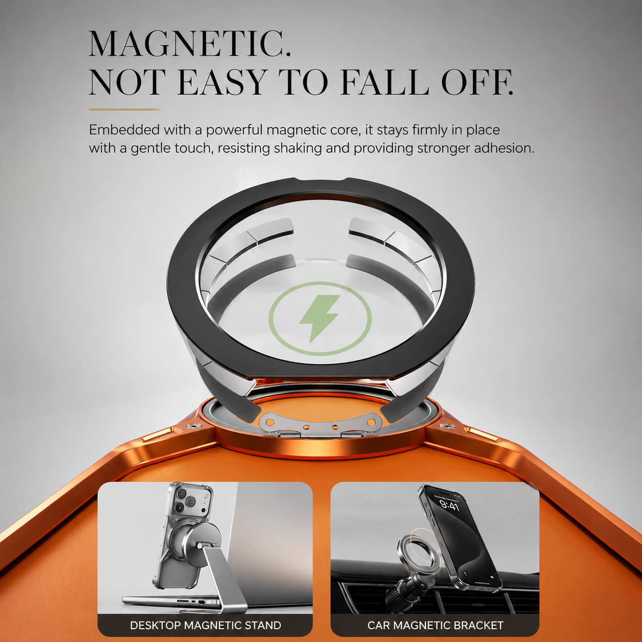 Premium iPhone Case MagSafe Compatible Magnetic Bumper Aluminum Alloy Frame Rotating Ring Stand Shockproof Camera Lens Guard Wireless Charging