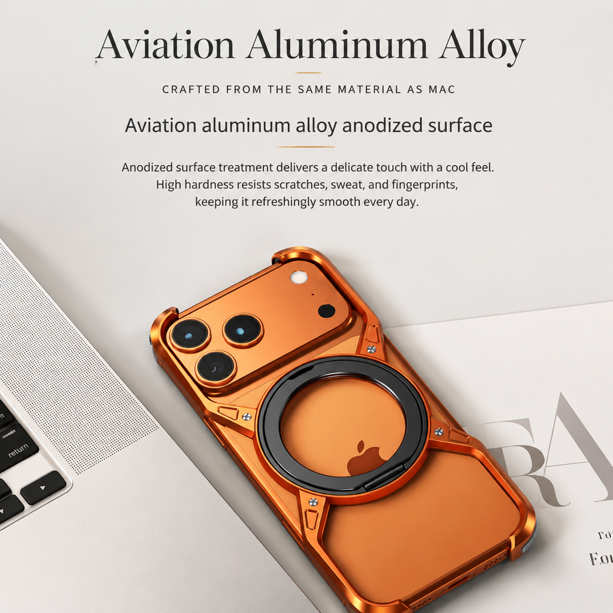 Premium iPhone Case MagSafe Compatible Magnetic Bumper Aluminum Alloy Frame Rotating Ring Stand Shockproof Camera Lens Guard Wireless Charging