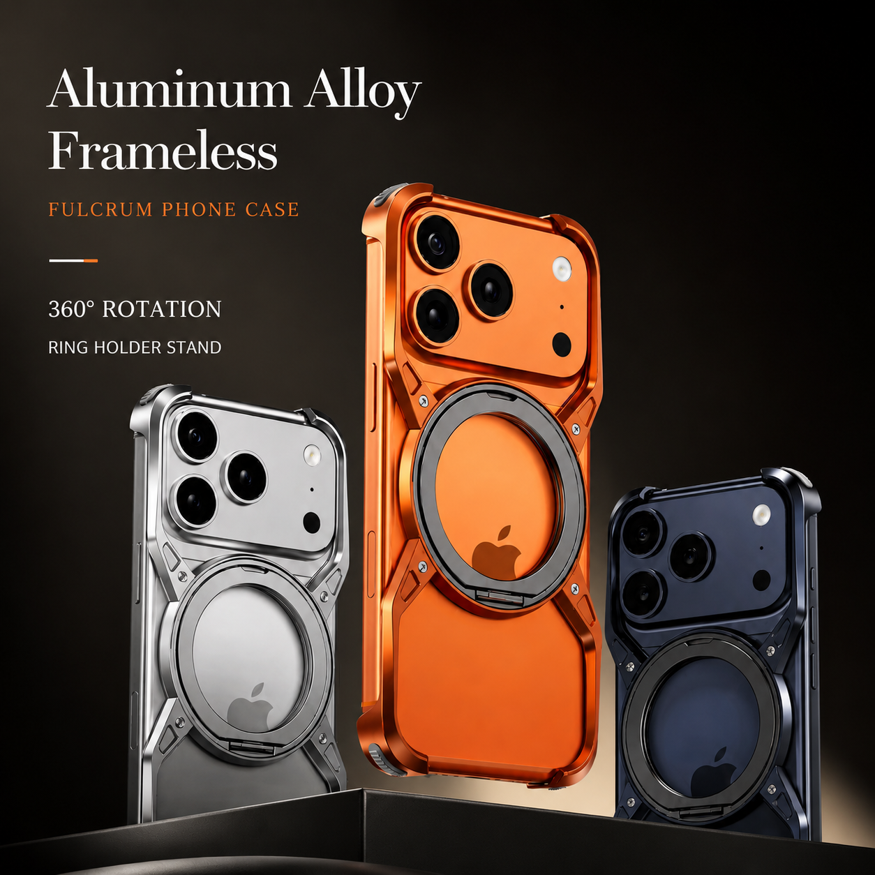 Premium iPhone Case MagSafe Compatible Magnetic Bumper Aluminum Alloy Frame Rotating Ring Stand Shockproof Camera Lens Guard Wireless Charging