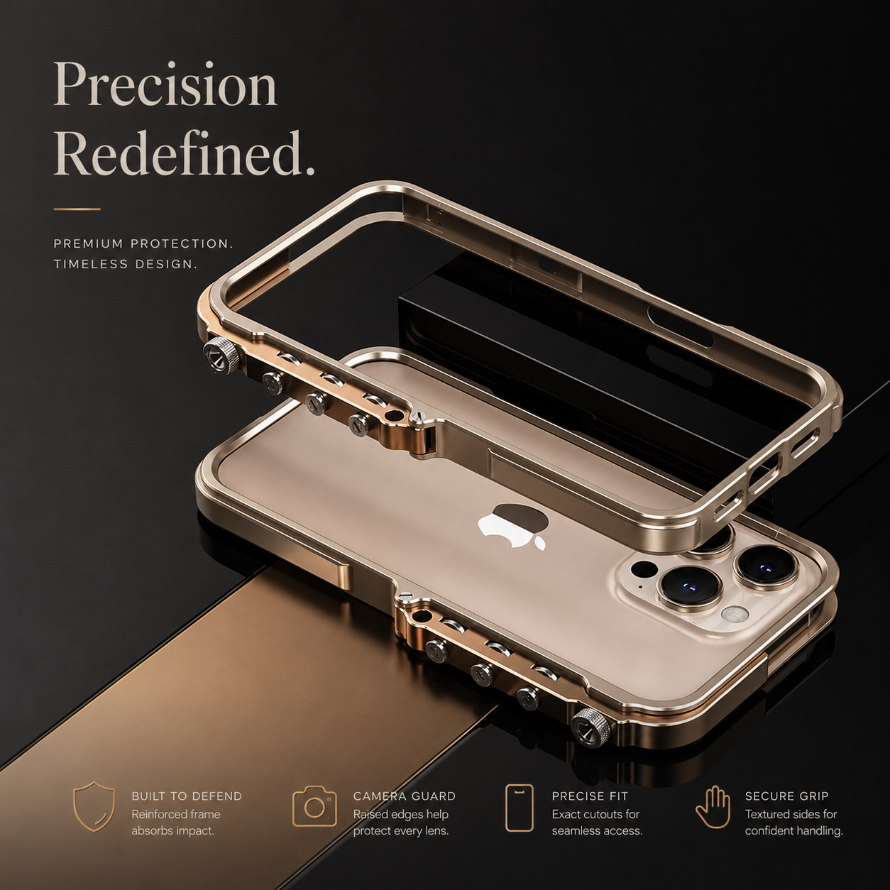 Premium iPhone Case MagSafe Compatible Magnetic Bumper Aluminum Alloy Frame Shockproof Heat Dissipation Design Camera Lens Guard Anti Slip Grip