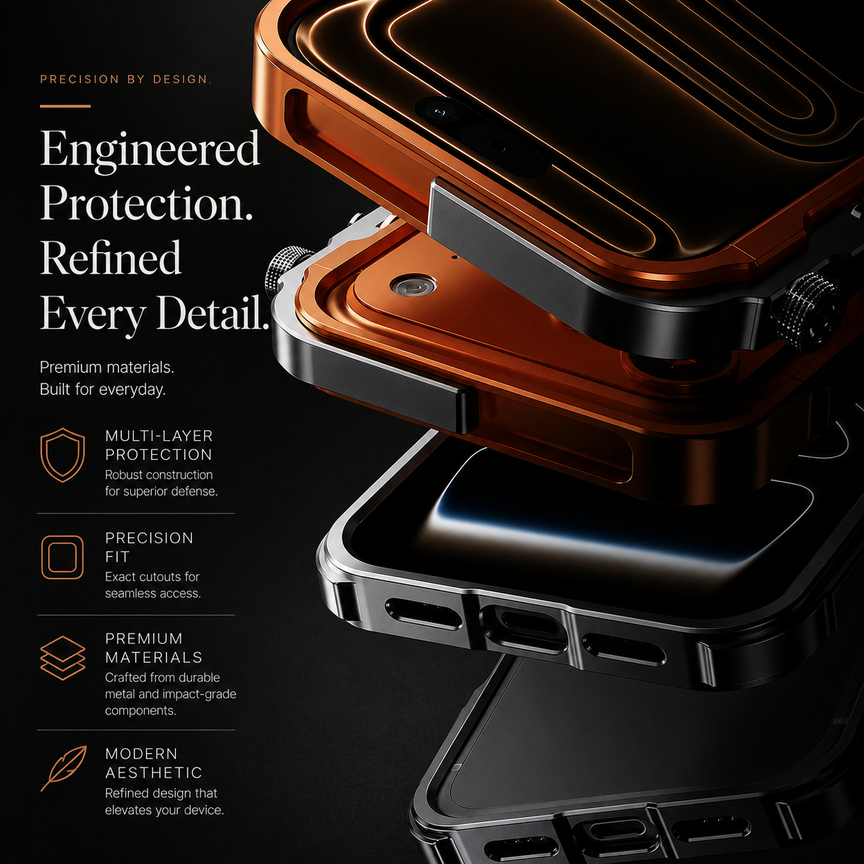 Premium iPhone Case MagSafe Compatible Magnetic Bumper Aluminum Alloy Frame Shockproof Heat Dissipation Design Camera Lens Guard Anti Slip Grip