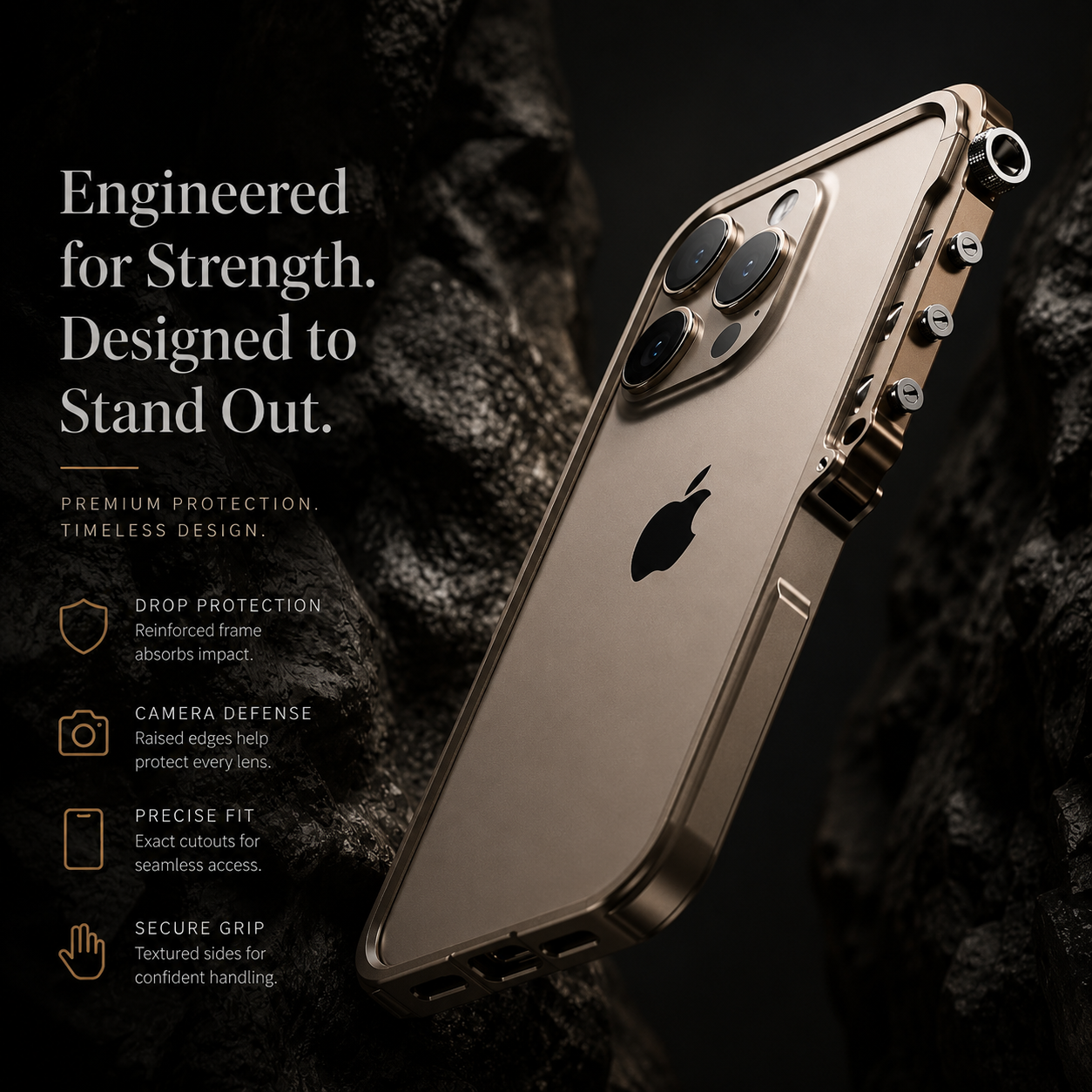 Premium iPhone Case MagSafe Compatible Magnetic Bumper Aluminum Alloy Frame Shockproof Heat Dissipation Design Camera Lens Guard Anti Slip Grip